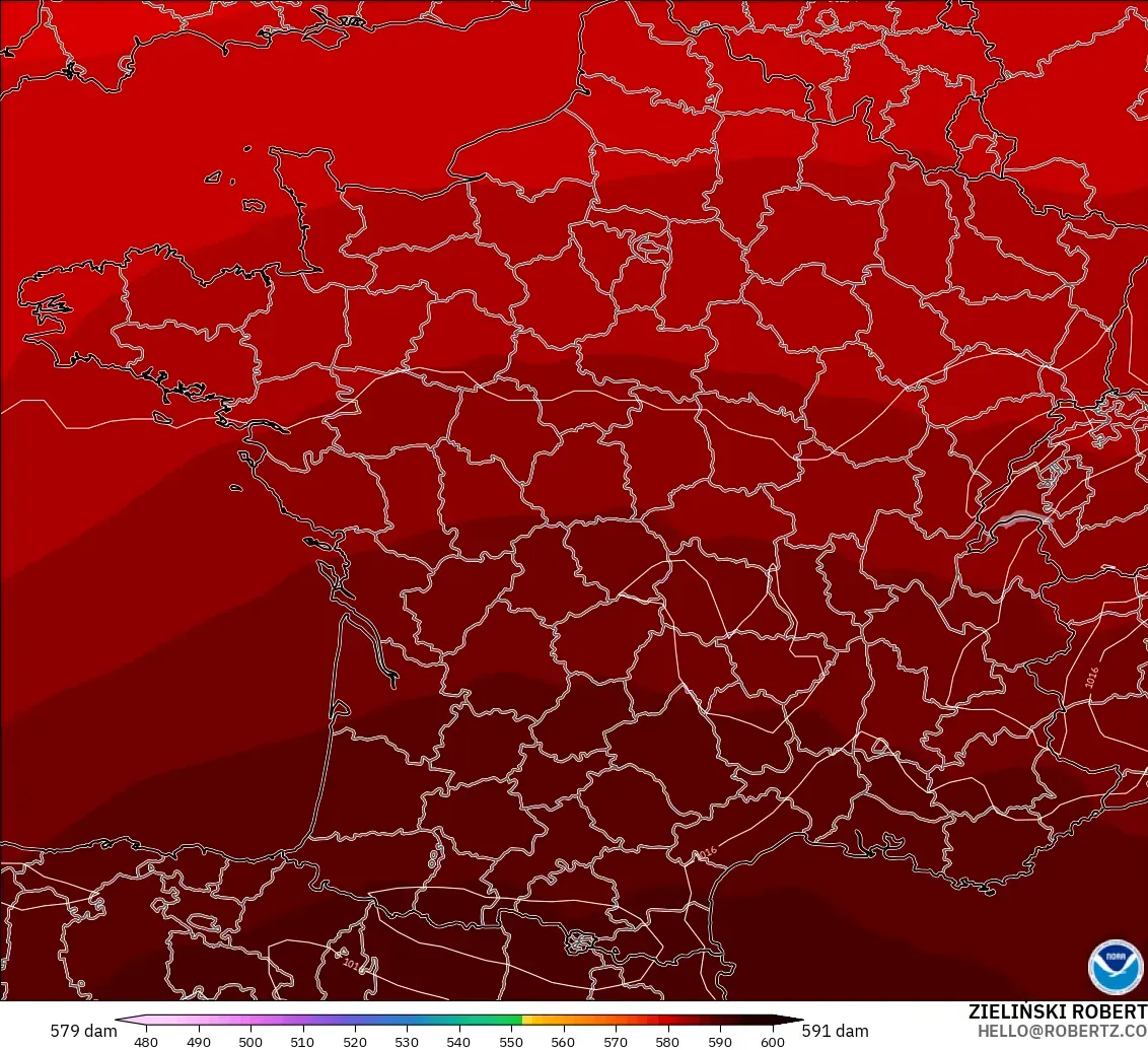 GFS model - Perancis, Ketinggian geopotensial pada 500 hPa