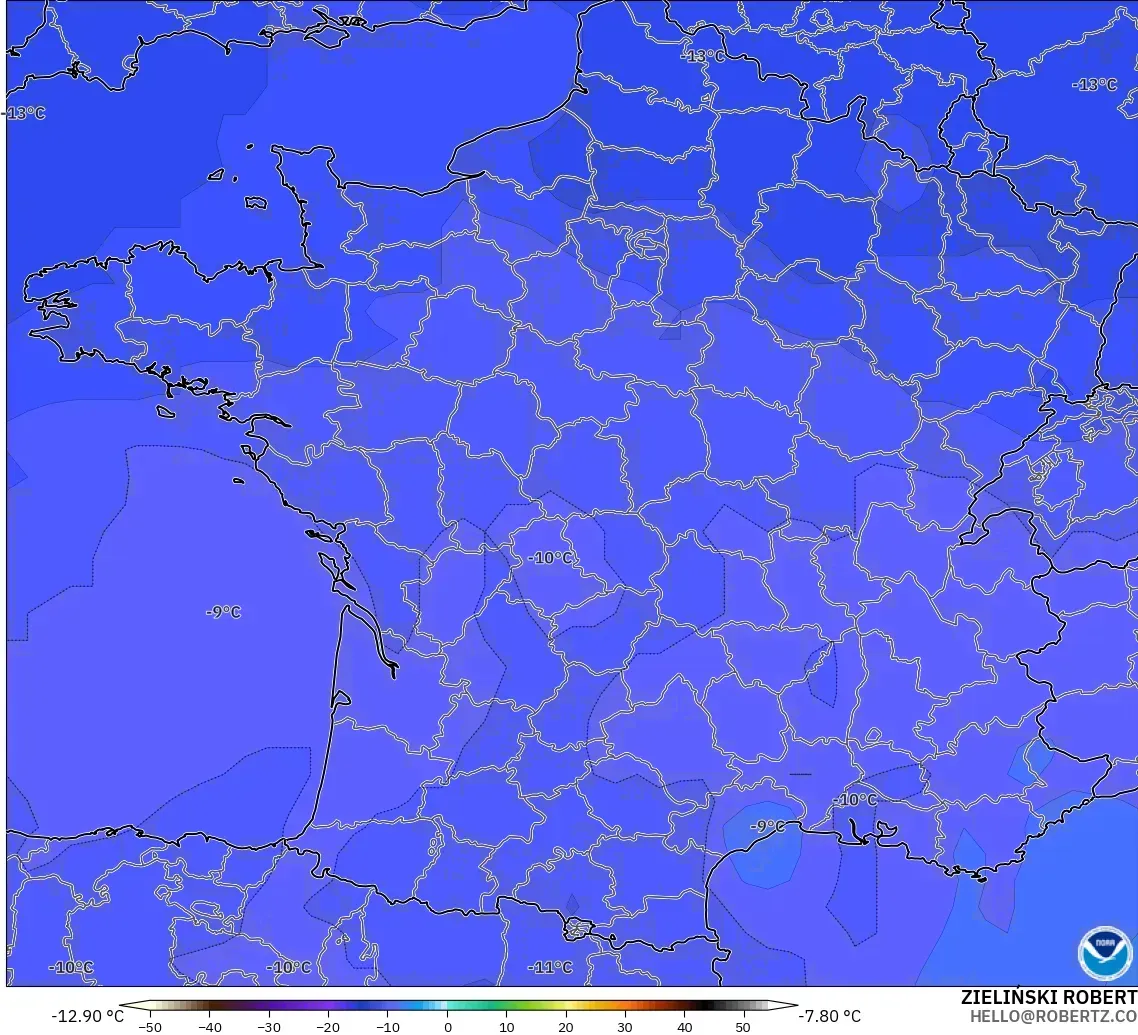 GFS model - Perancis, Suhu 500 hPa