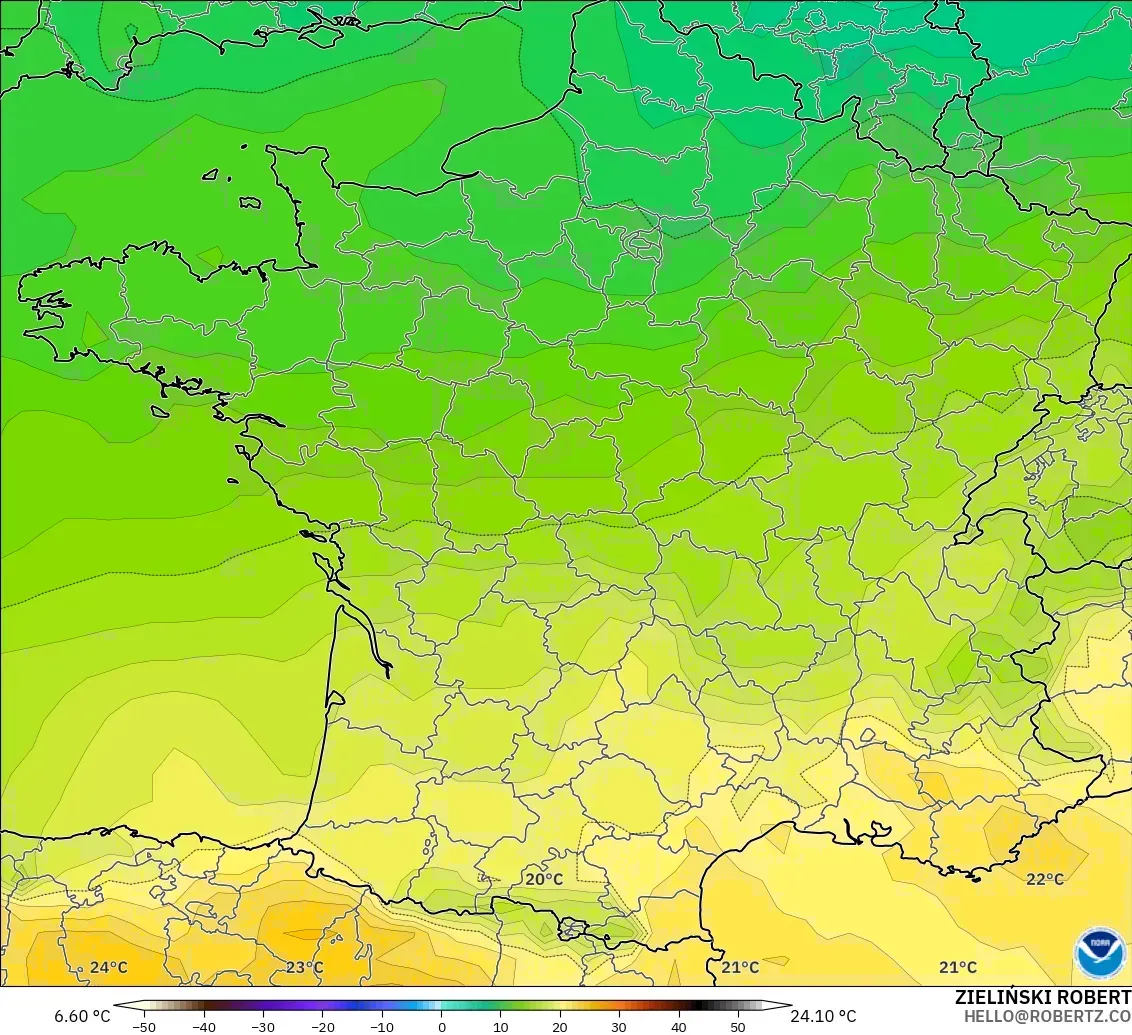 GFS model - Perancis, Suhu 850 hPa