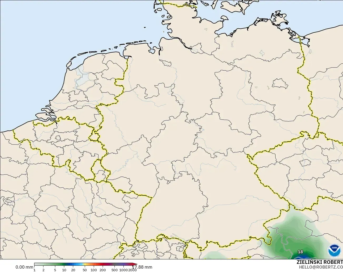 GFS model - Jerman, Pengumpulan Hujan