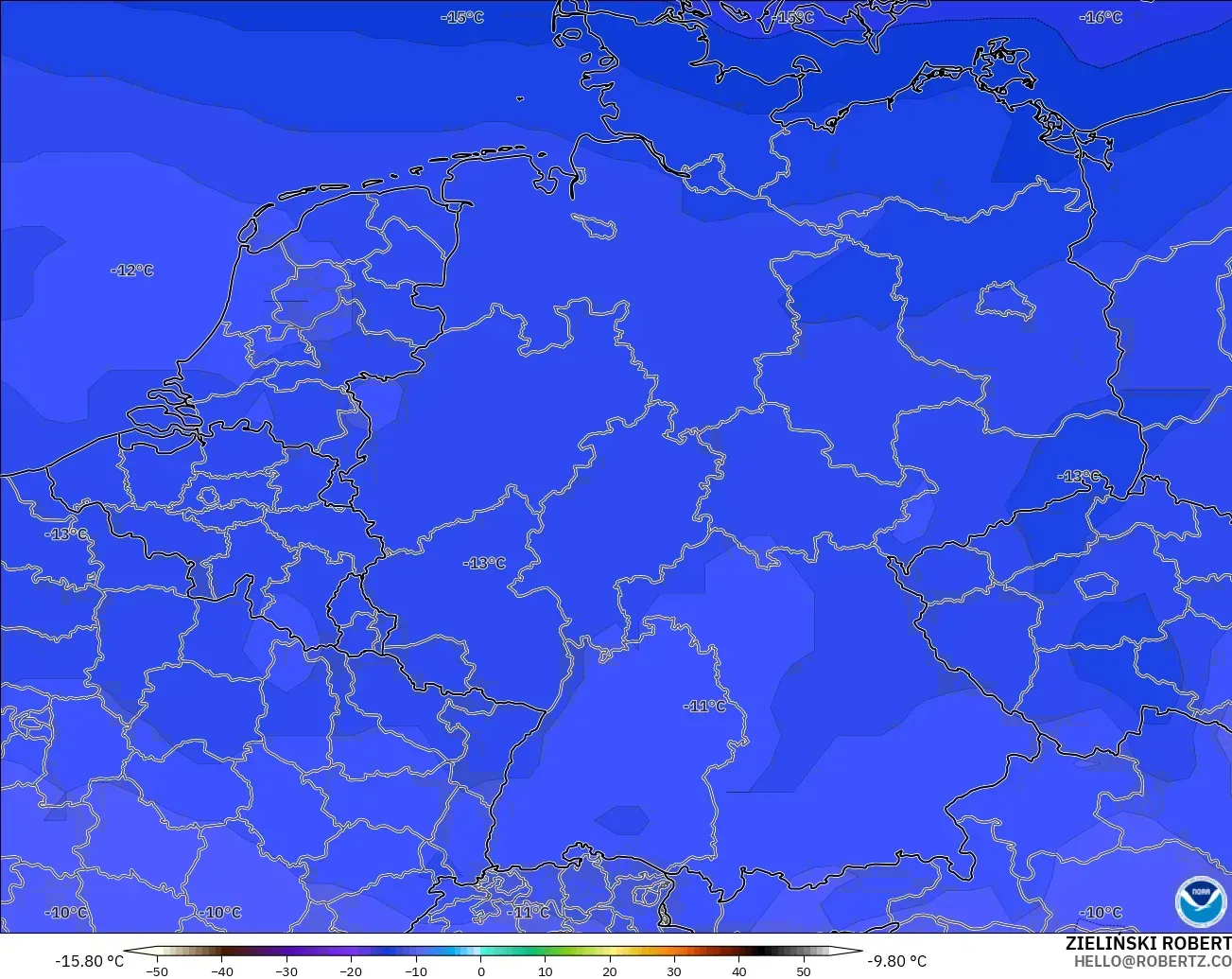 GFS model - Jerman, Suhu 500 hPa