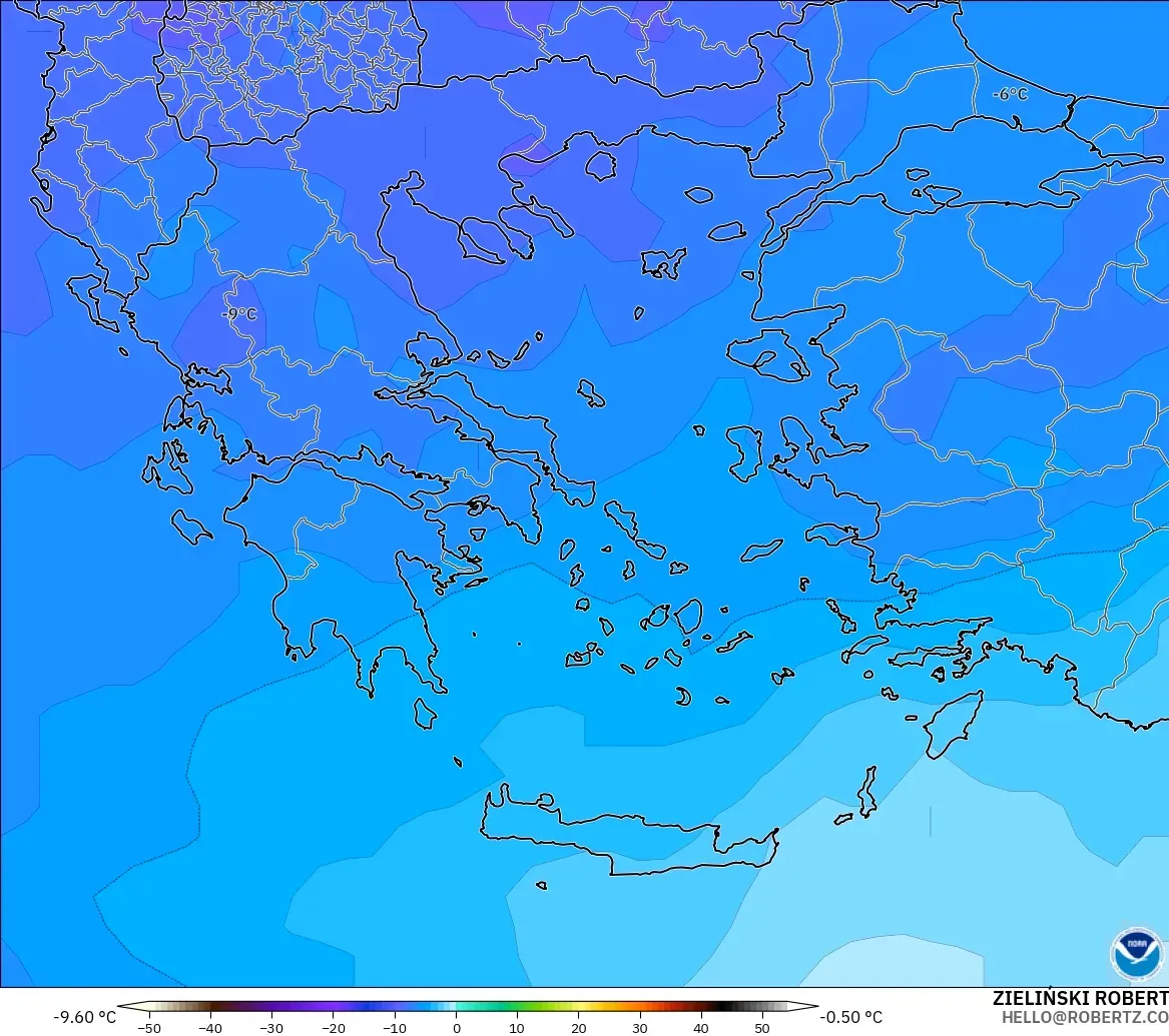 GFS model - Yunani, Suhu 500 hPa
