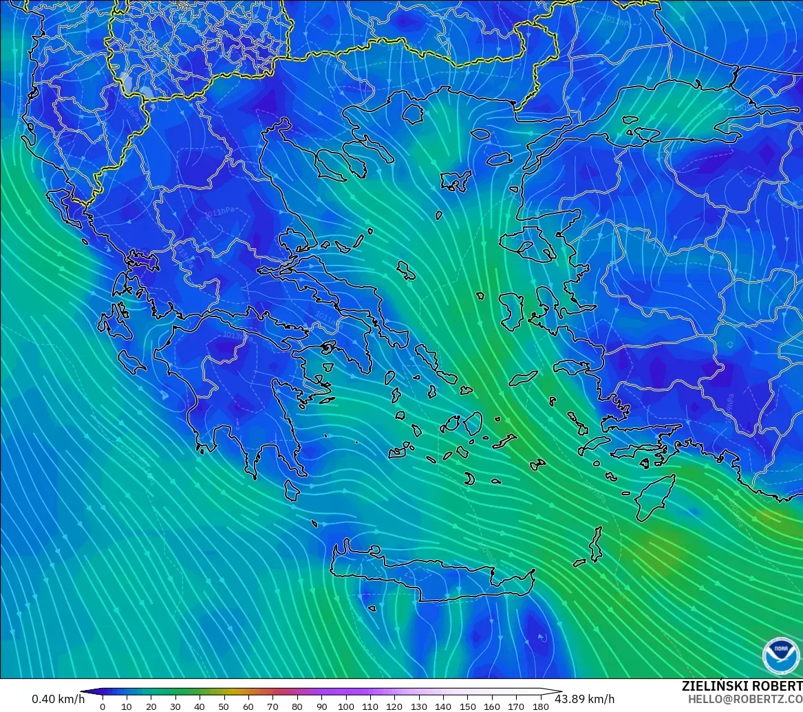 GFS model - Yunani, Angin 10 m