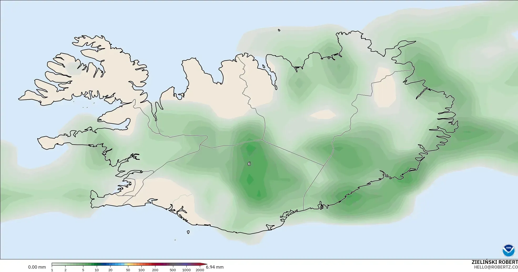 GFS model - Iceland, Pengumpulan Hujan
