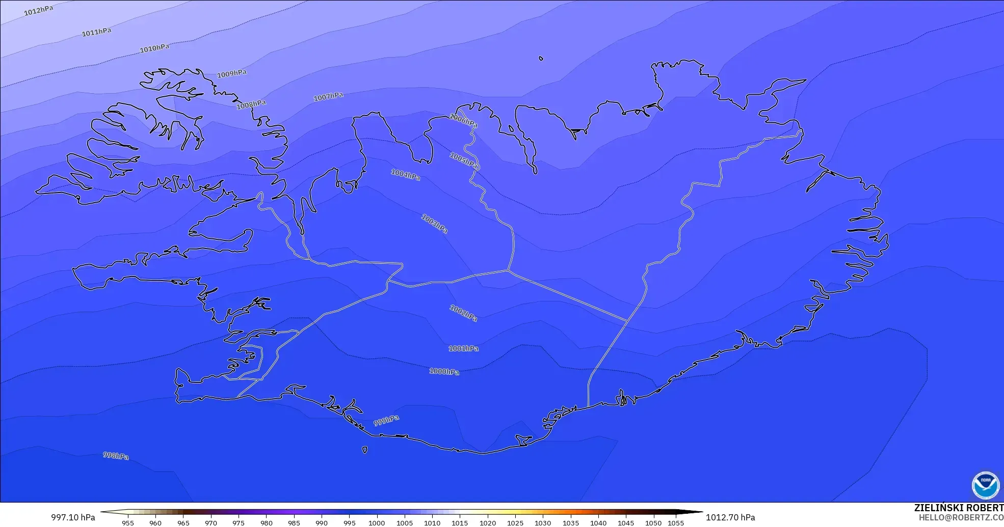 GFS model - Iceland, Tekanan