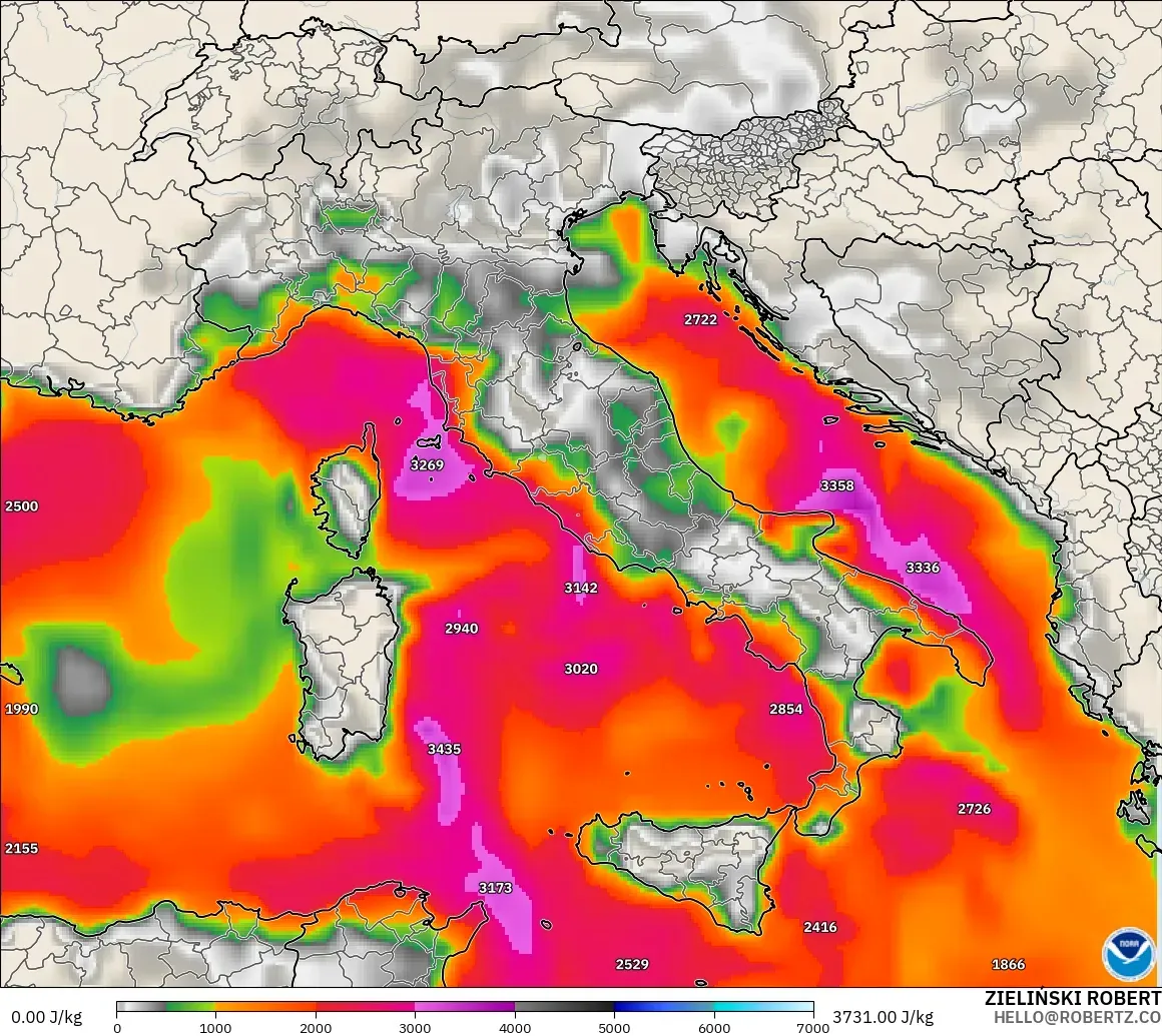 GFS model - Itali, CAPE