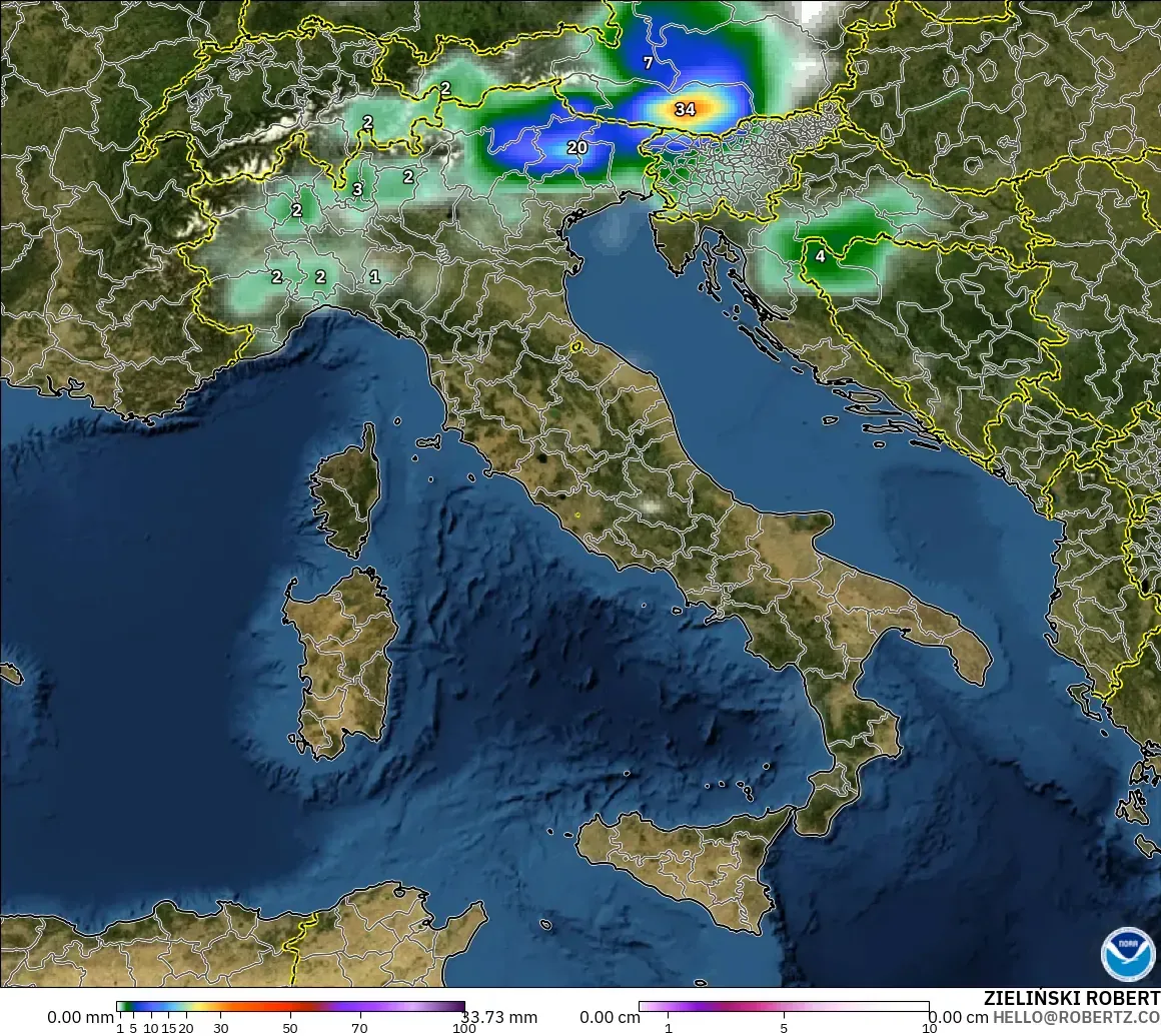 GFS model - Itali, Hujan, Awan dan Tekanan