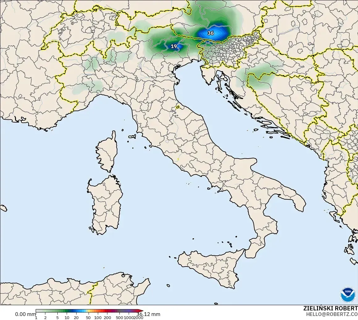 GFS model - Itali, Pengumpulan Hujan