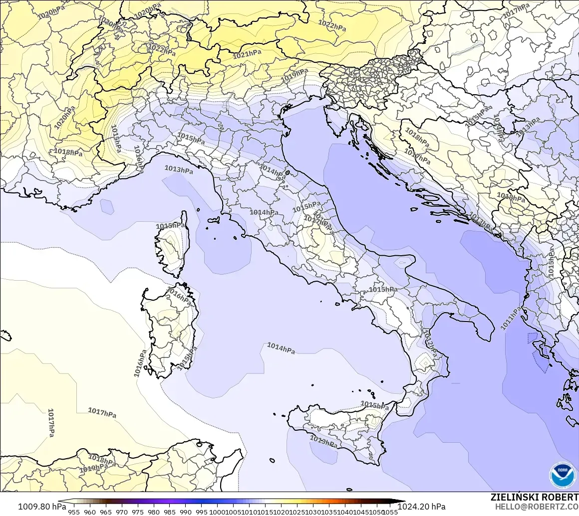 GFS model - Itali, Tekanan