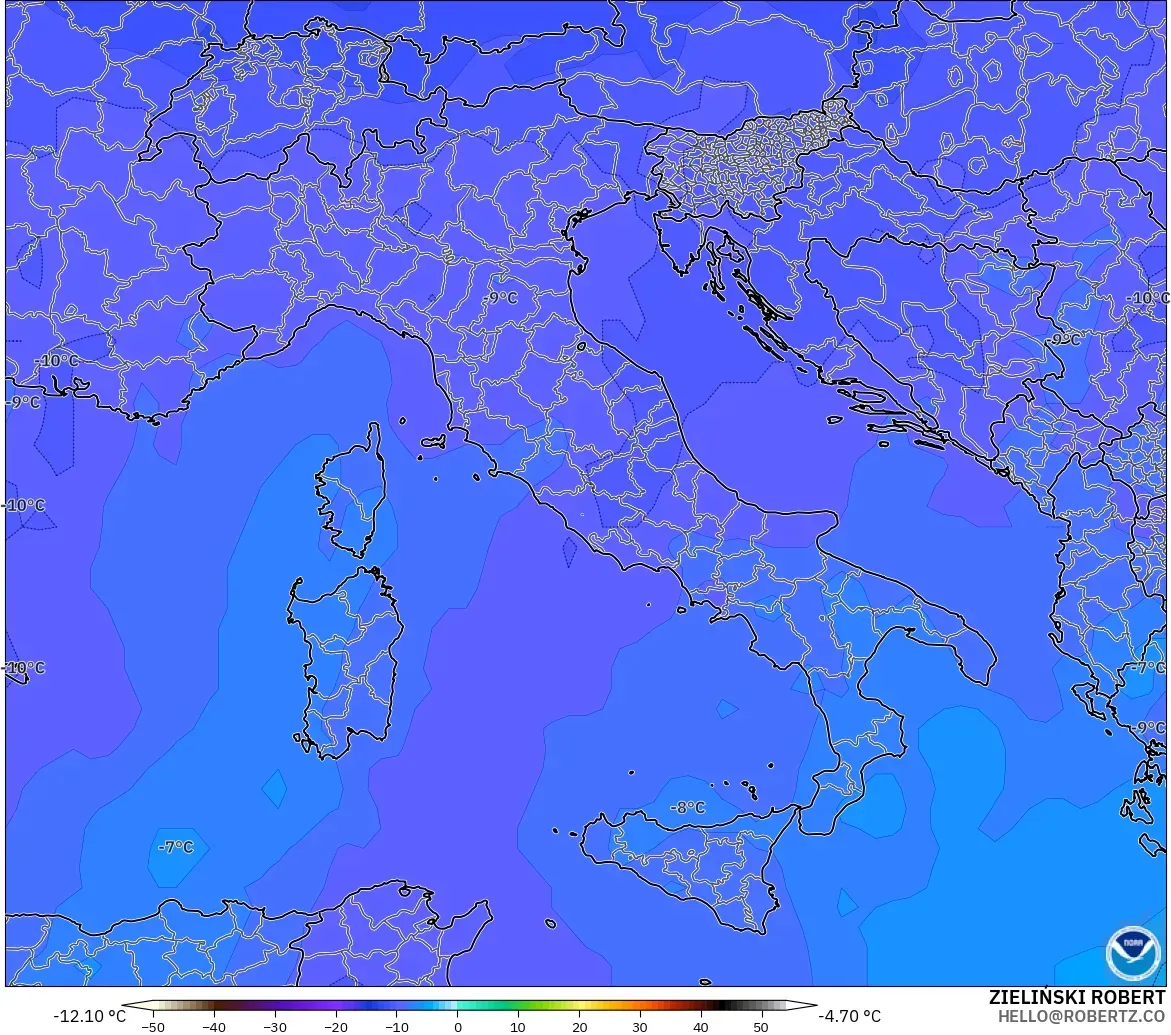 GFS model - Itali, Suhu 500 hPa