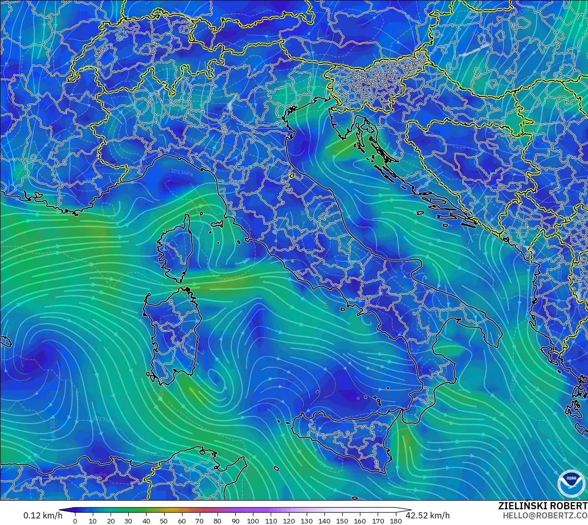 GFS model - Itali, Angin 10 m