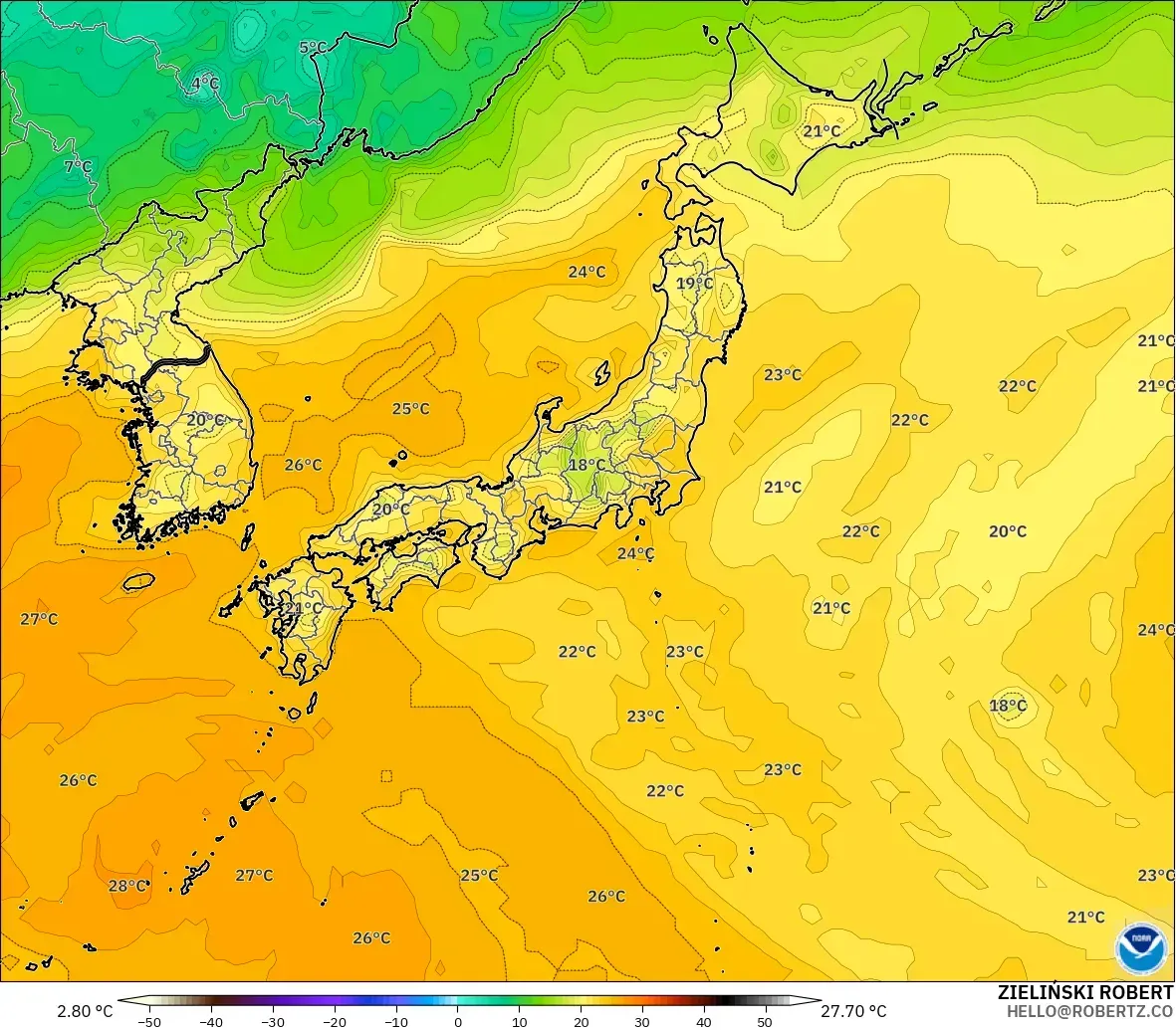 GFS model - Jepun, Takat Embun 2 m