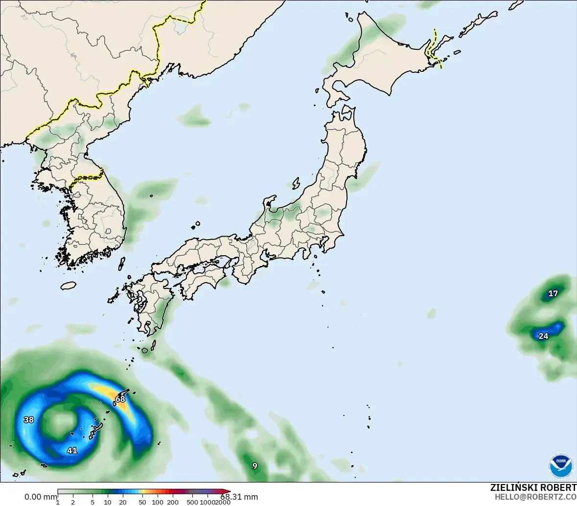 GFS model - Jepun, Pengumpulan Hujan
