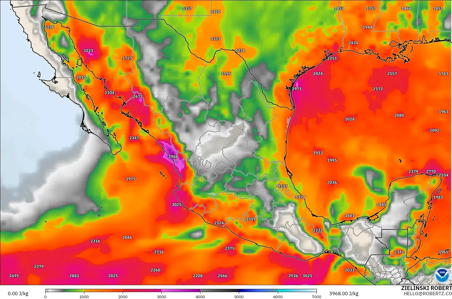 GFS model - Mexico, CAPE