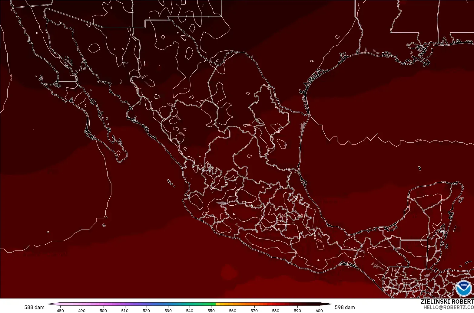 GFS model - Mexico, Ketinggian geopotensial pada 500 hPa