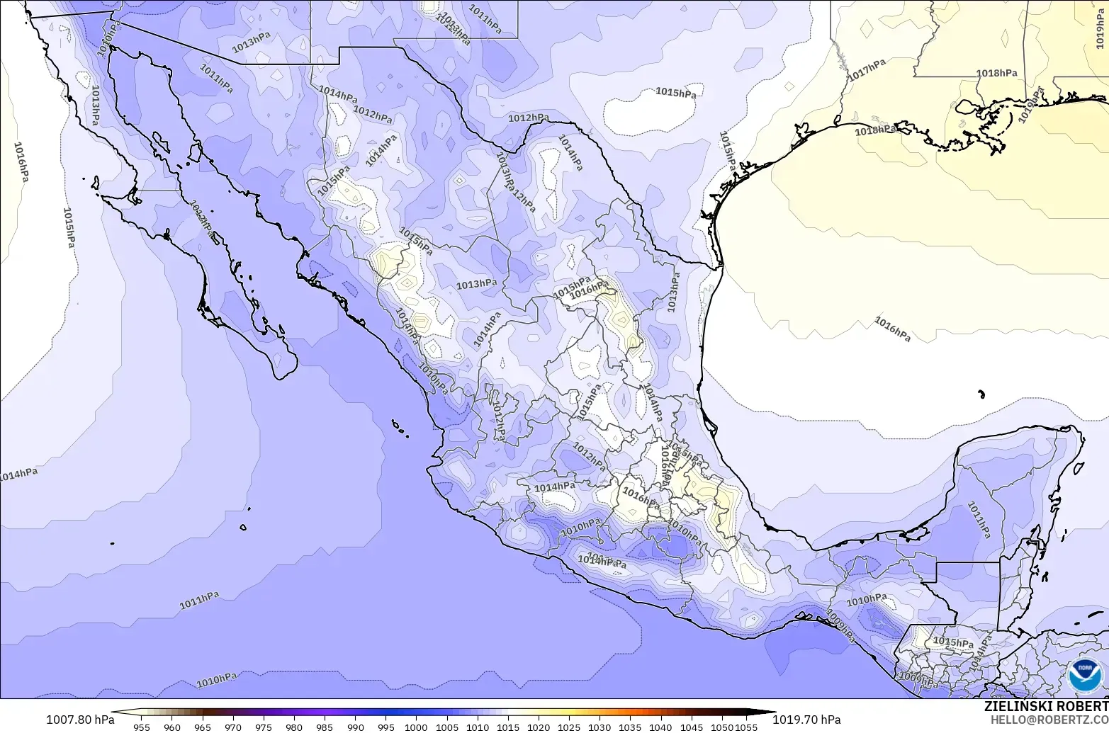 GFS model - Mexico, Tekanan
