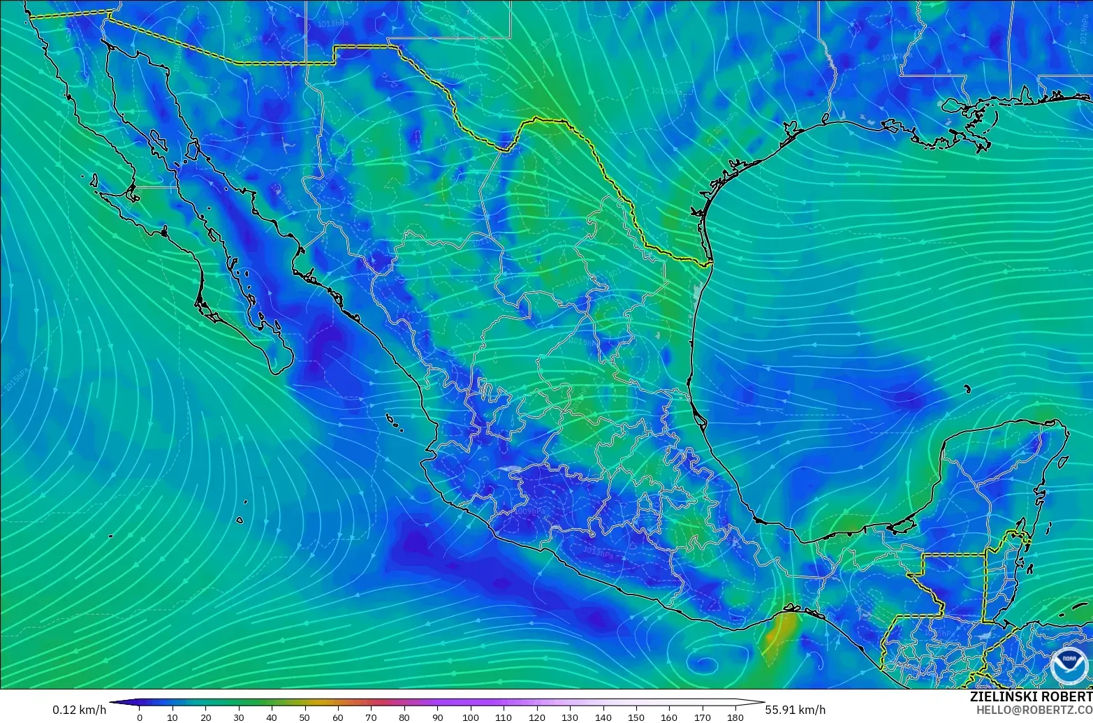 GFS model - Mexico, Angin 10 m