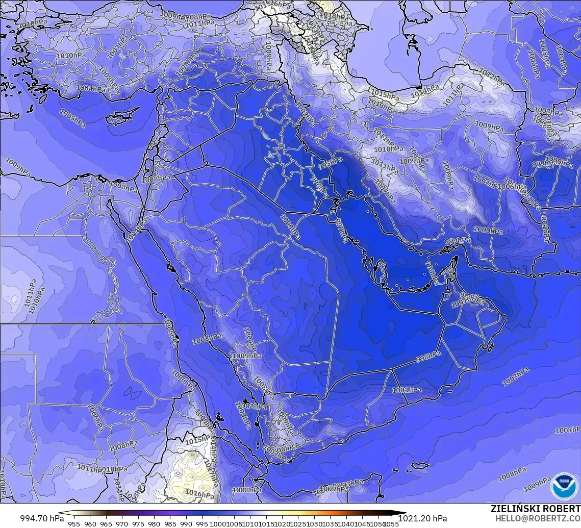 GFS model - Timur Tengah, Tekanan