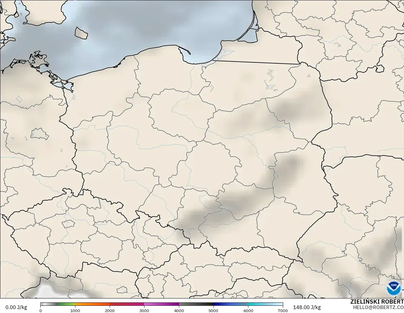 GFS model - Poland, CAPE
