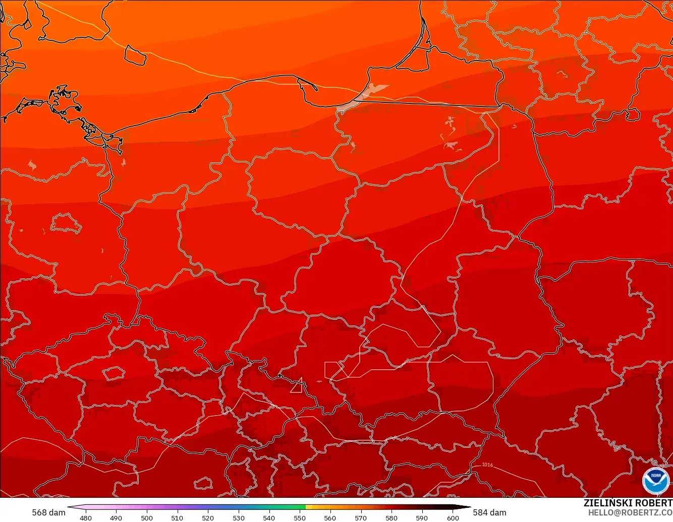 GFS model - Poland, Ketinggian geopotensial pada 500 hPa