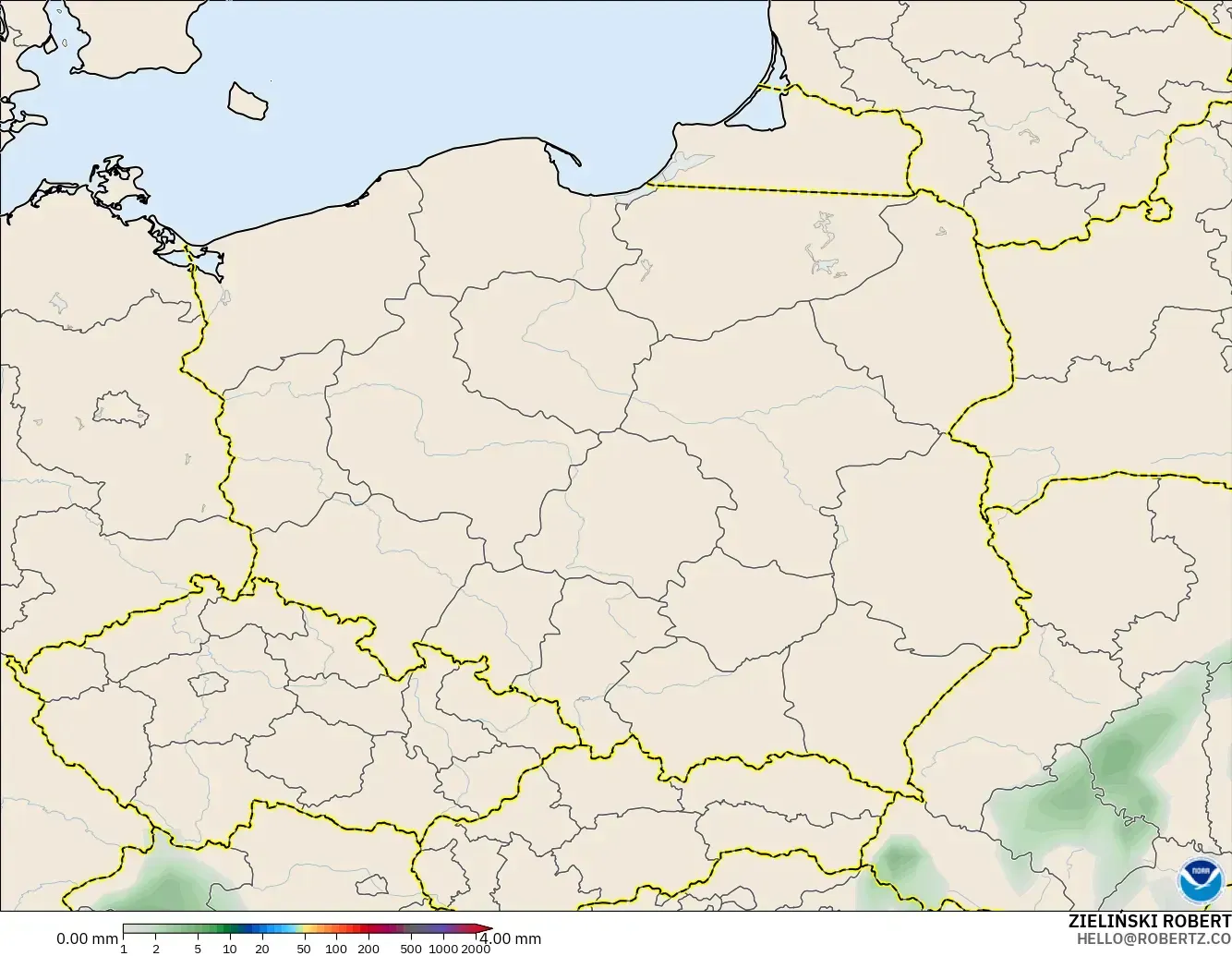 GFS model - Poland, Pengumpulan Hujan