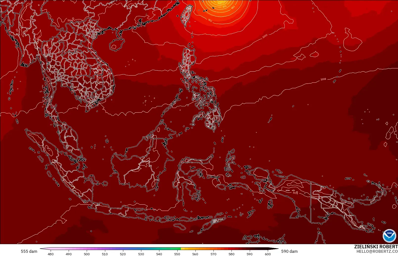 GFS model - Asia Tenggara, Ketinggian geopotensial pada 500 hPa