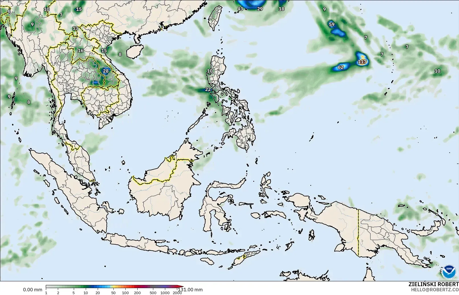 GFS model - Asia Tenggara, Pengumpulan Hujan