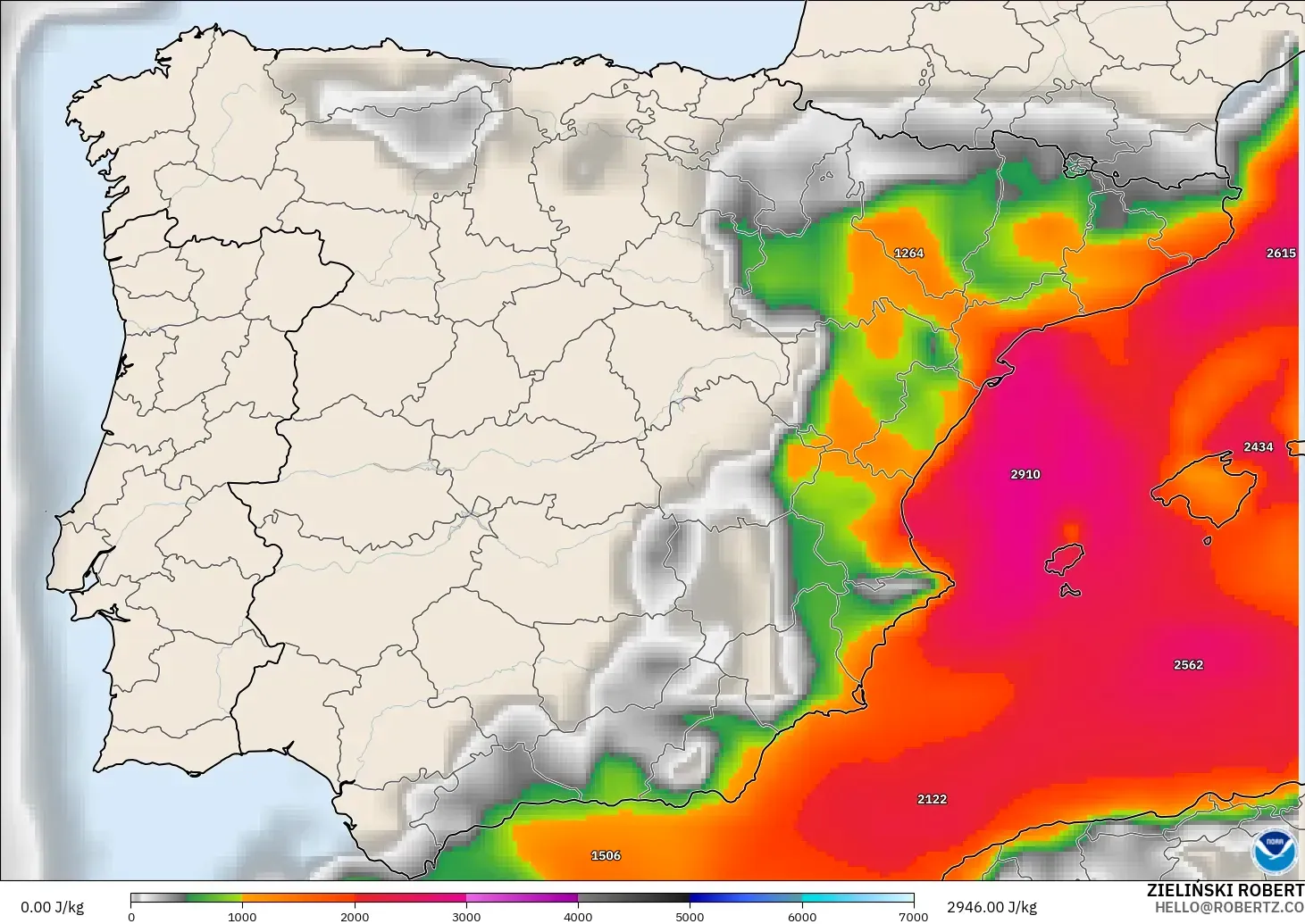 GFS model - Sepanyol, CAPE