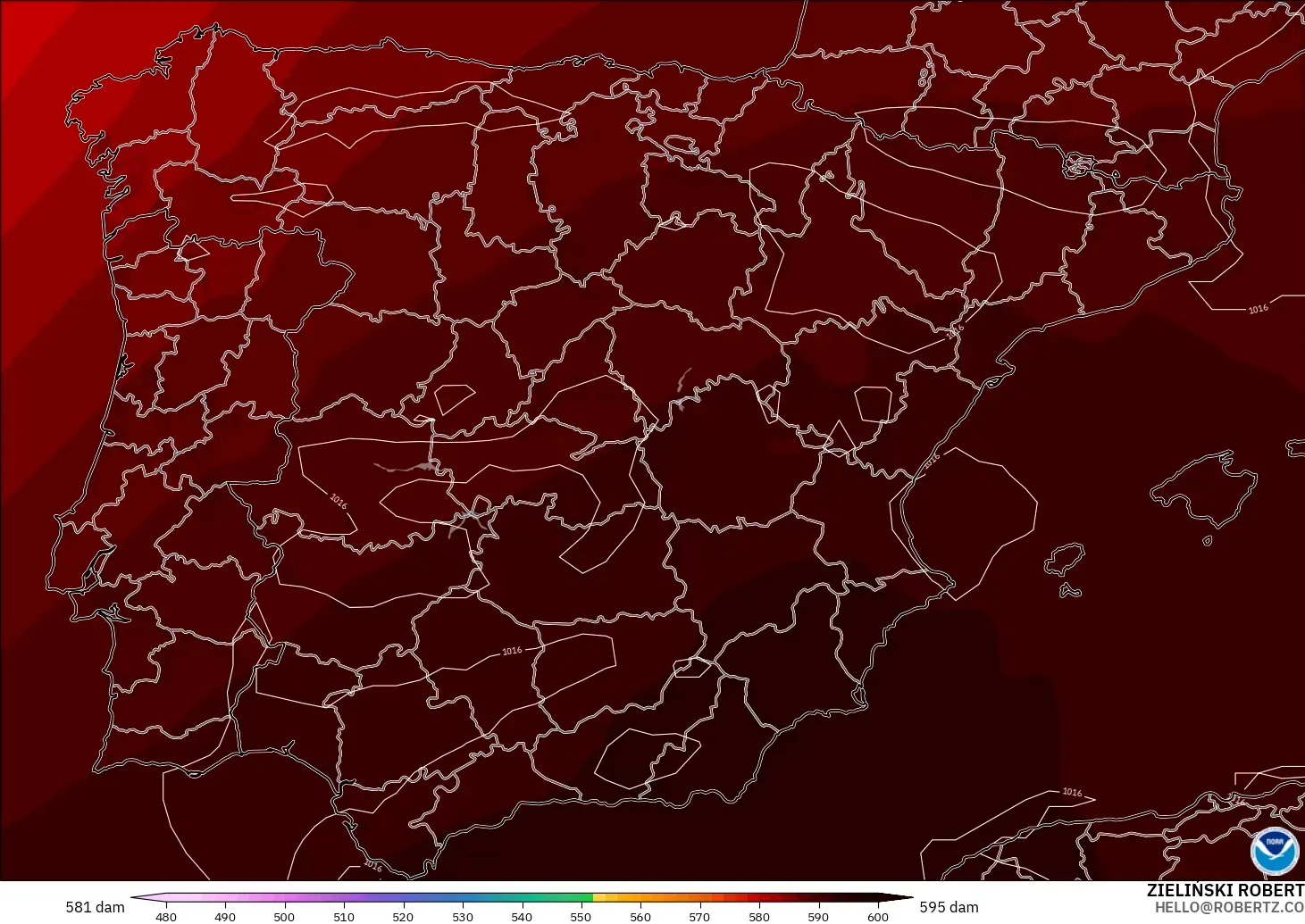 GFS model - Sepanyol, Ketinggian geopotensial pada 500 hPa