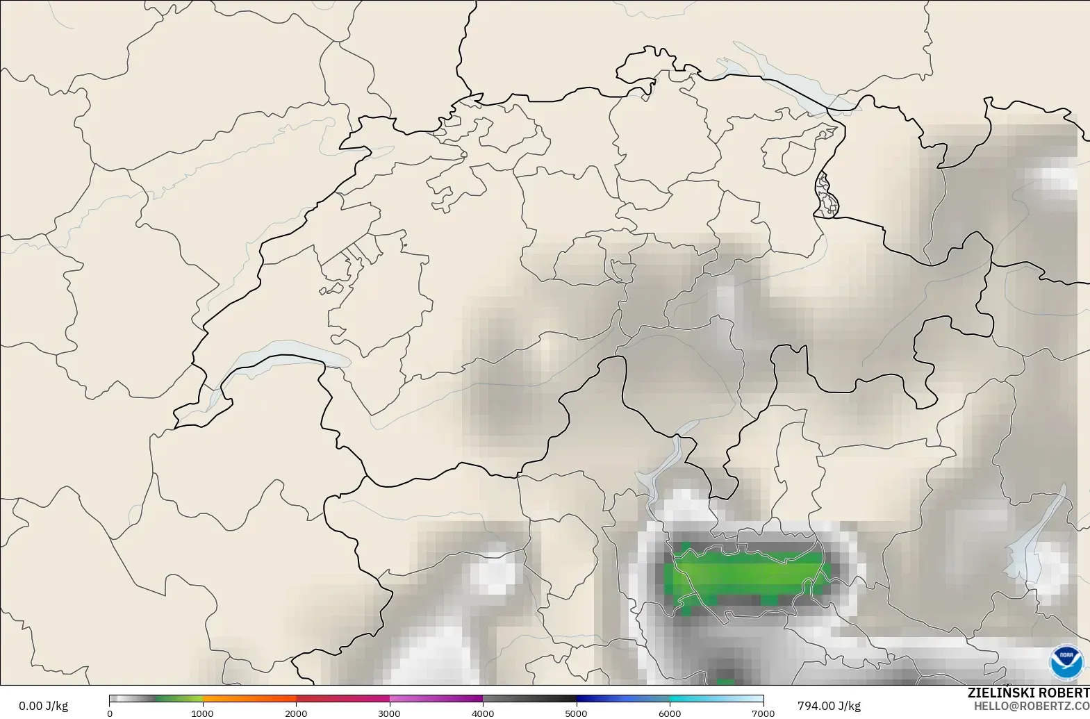 GFS model - Switzerland, CAPE
