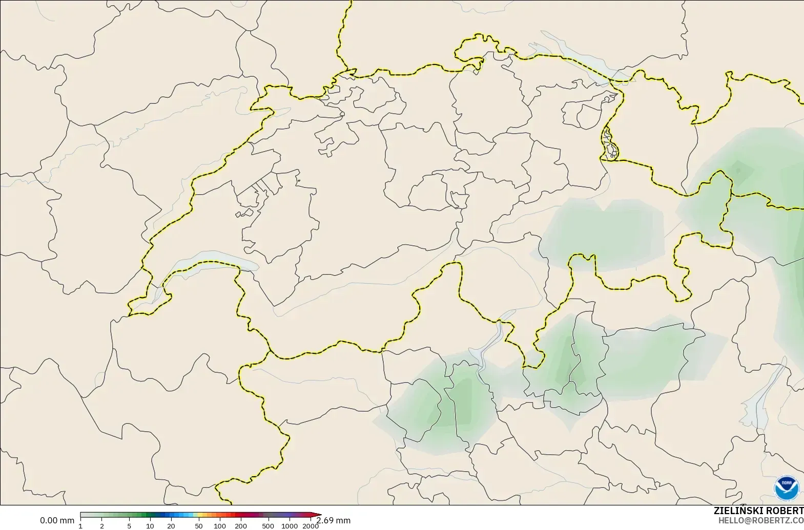 GFS model - Switzerland, Pengumpulan Hujan
