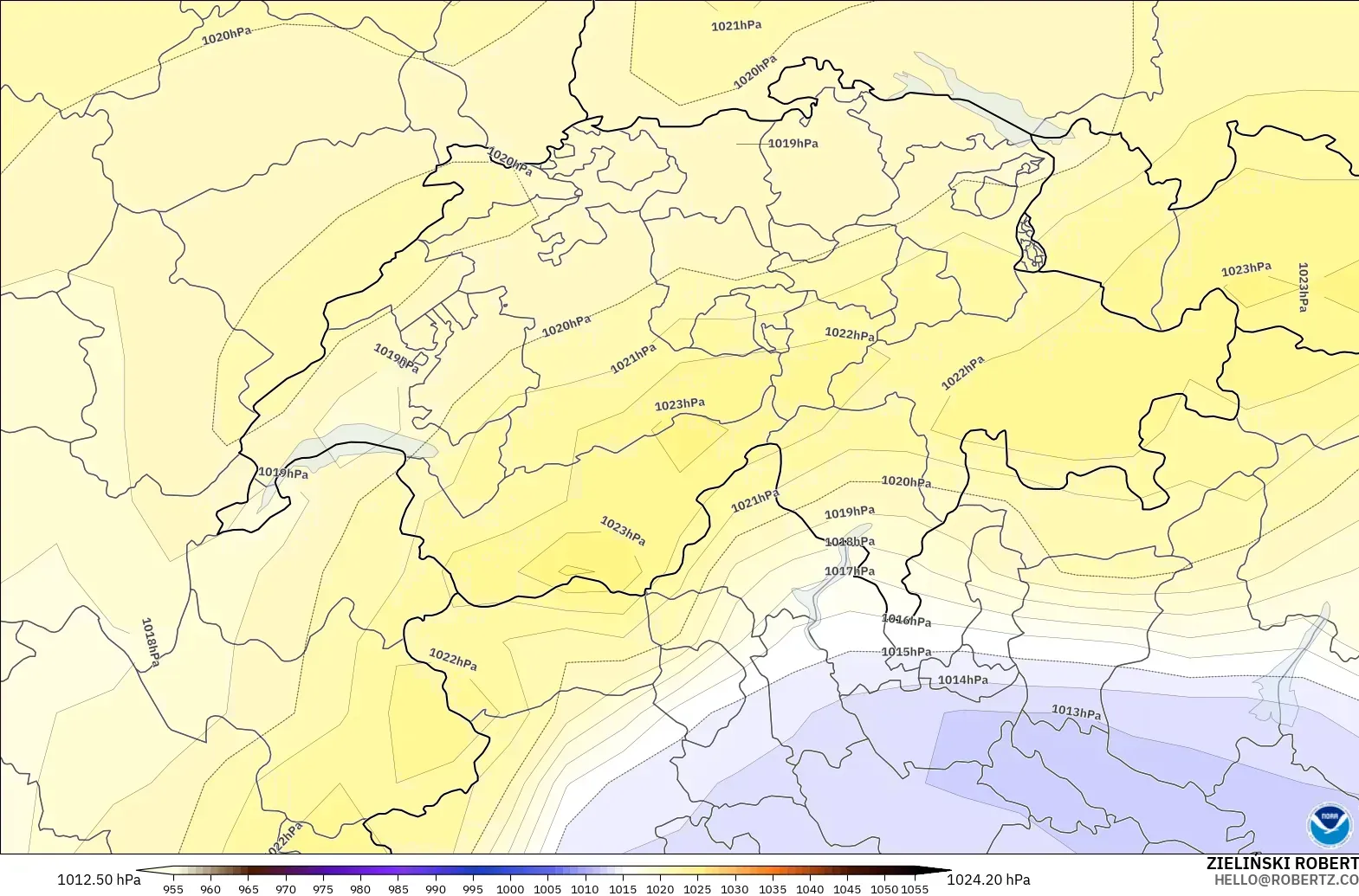 GFS model - Switzerland, Tekanan