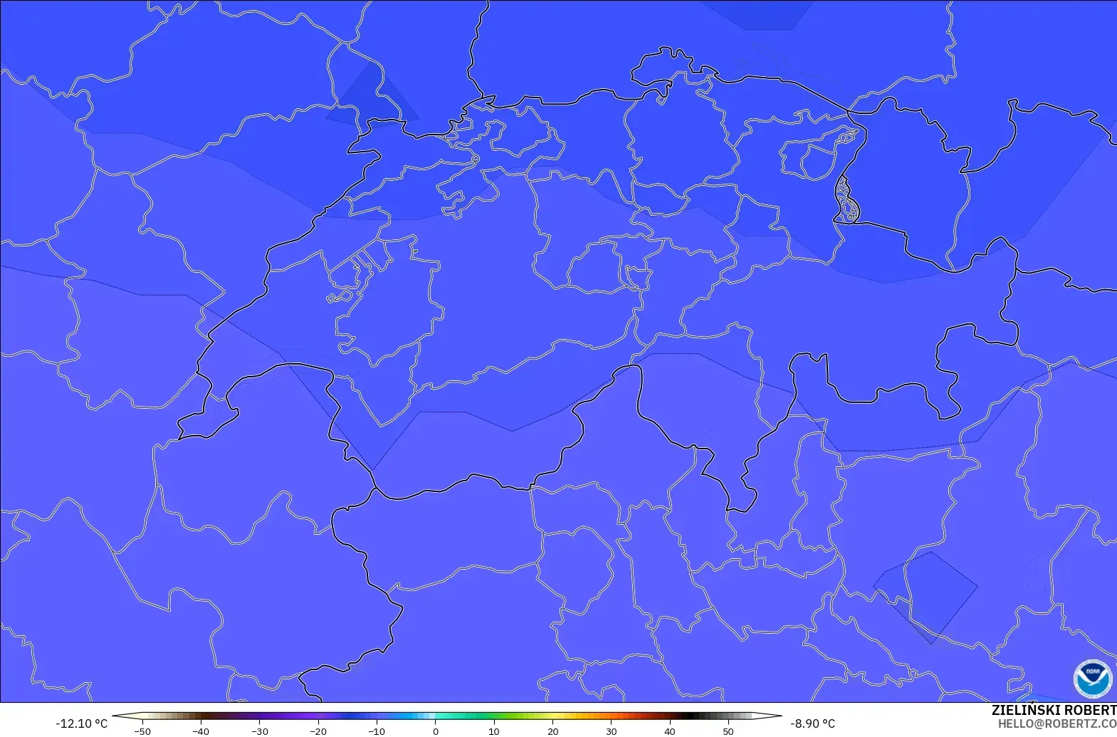 GFS model - Switzerland, Suhu 500 hPa