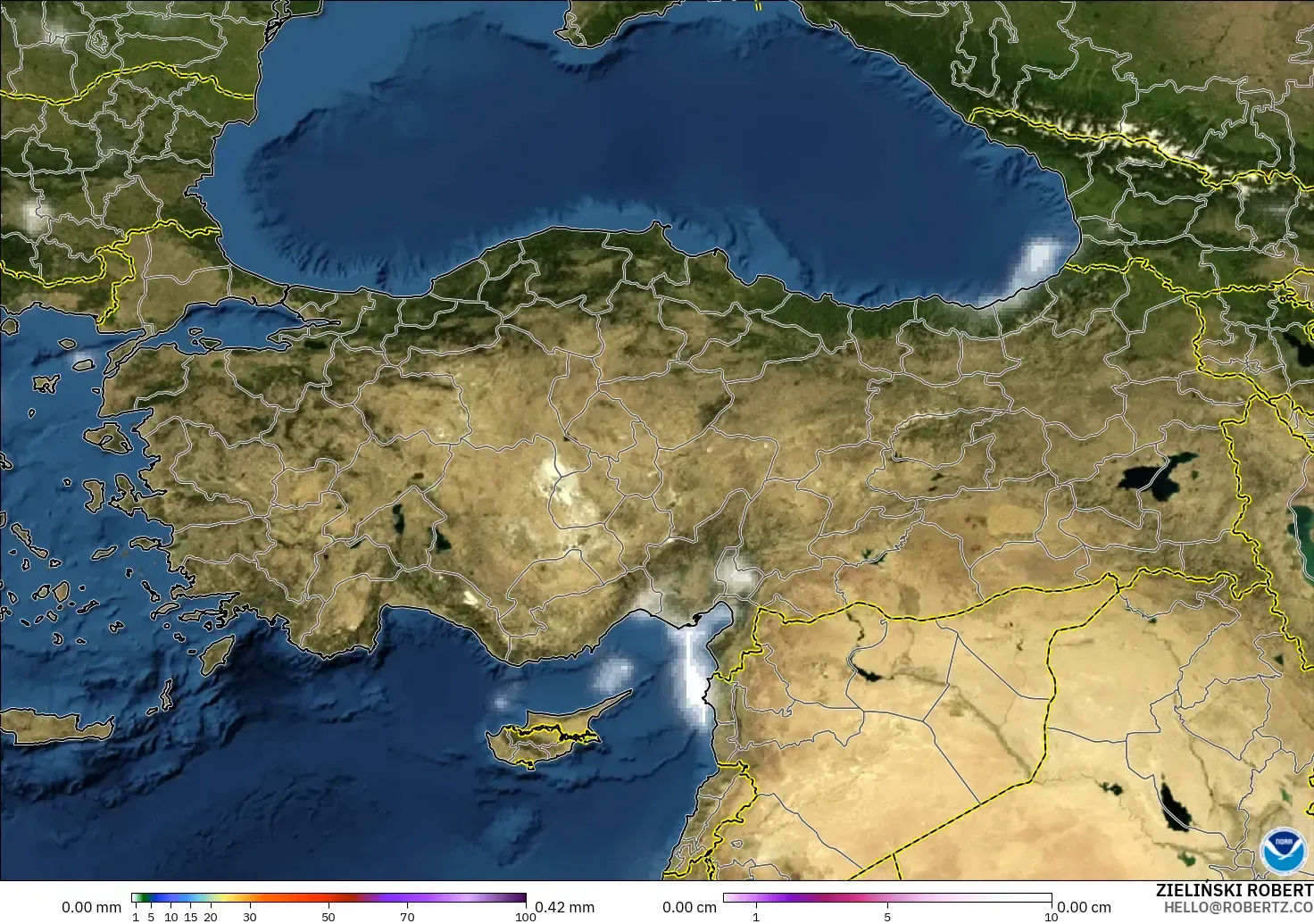 GFS model - Turki, Hujan, Awan dan Tekanan