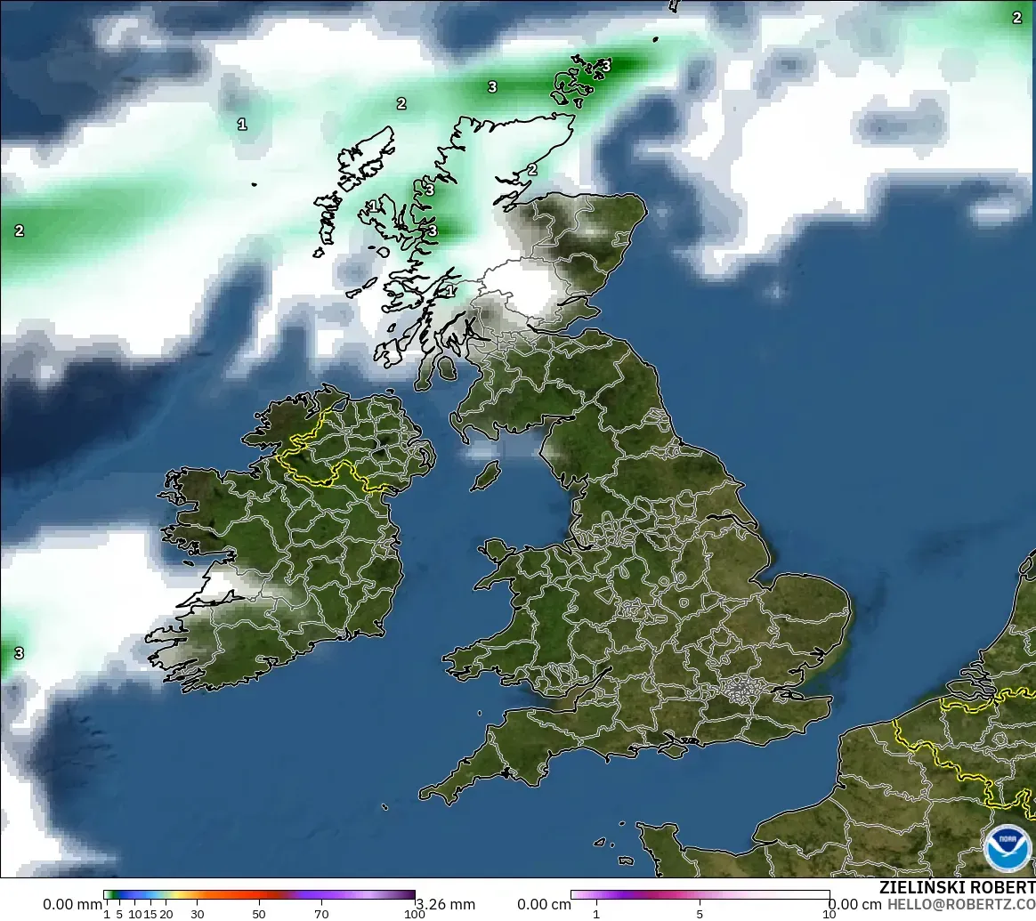 GFS model - United Kingdom, Hujan, Awan dan Tekanan
