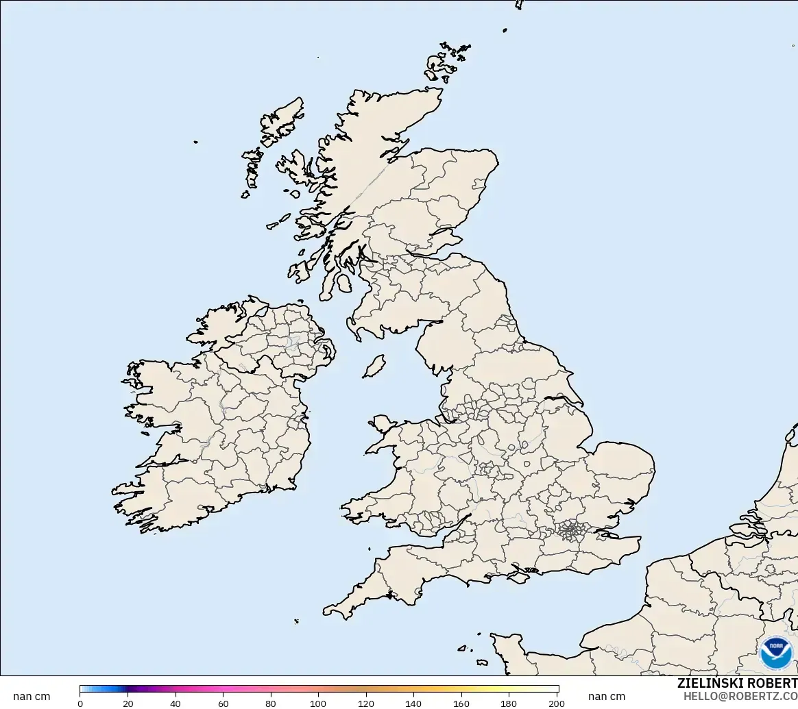 GFS model - United Kingdom, Ketebalan Salji