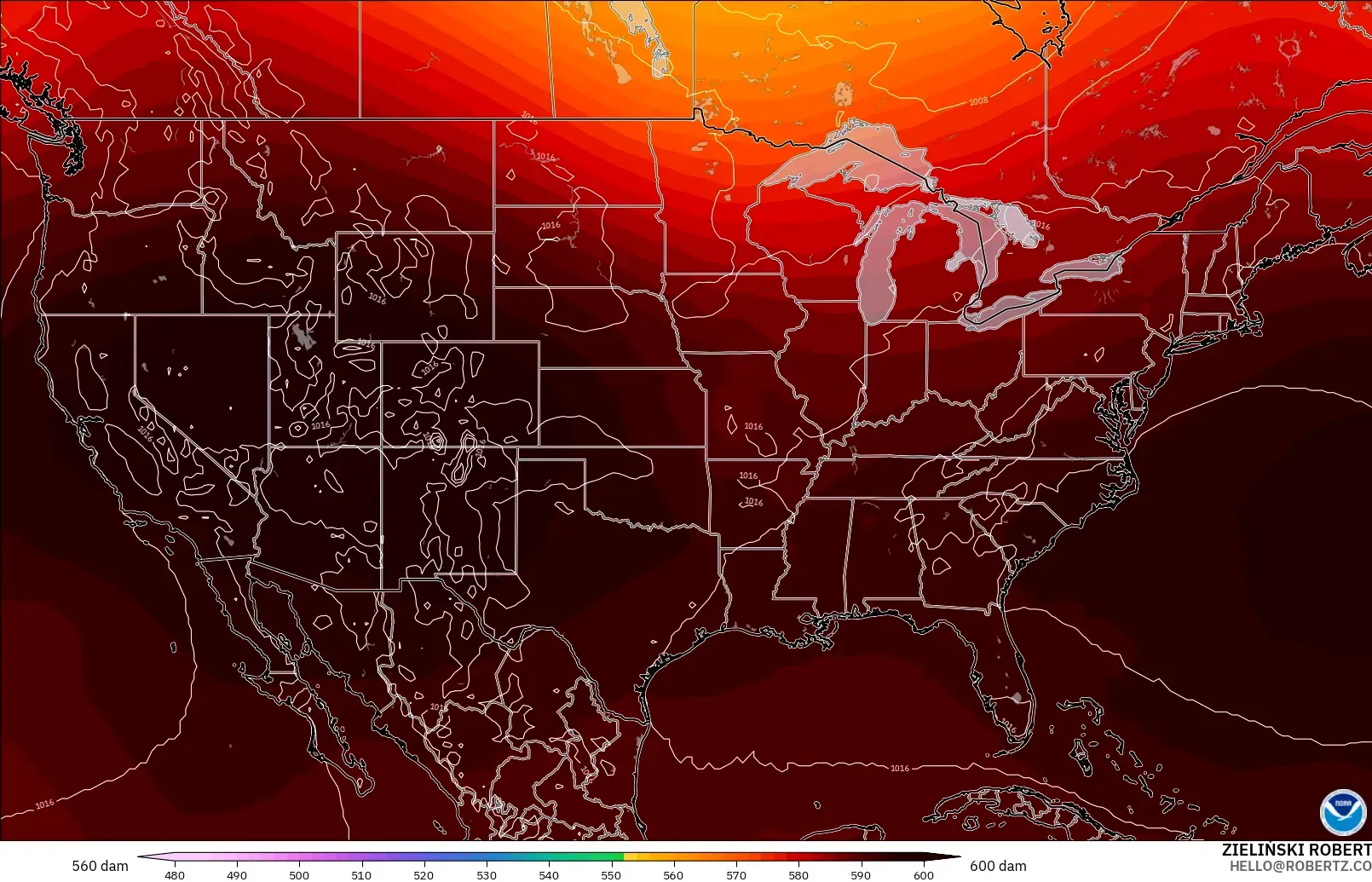 GFS model - Amerika Syarikat, Ketinggian geopotensial pada 500 hPa