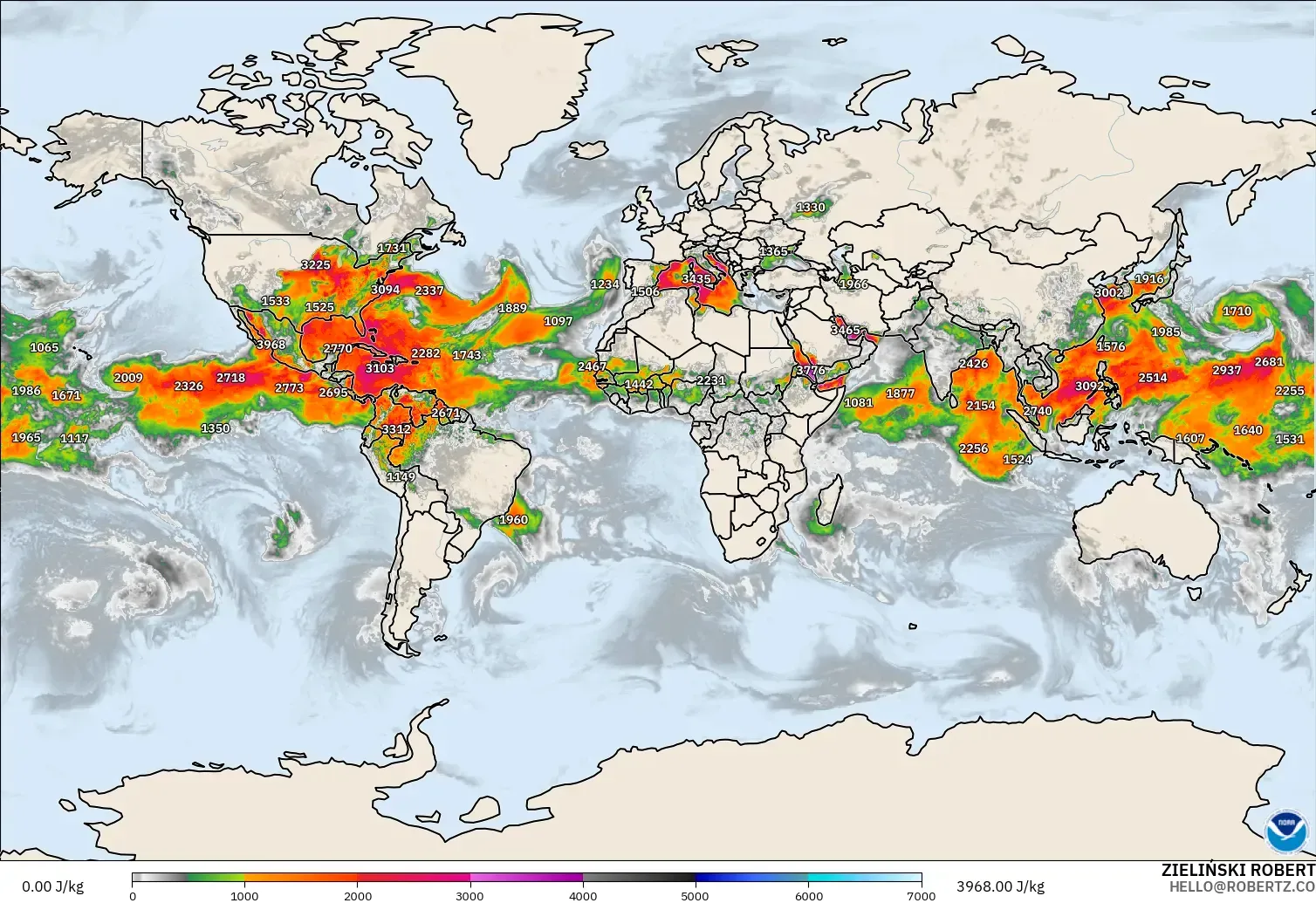 GFS model - Dunia, CAPE