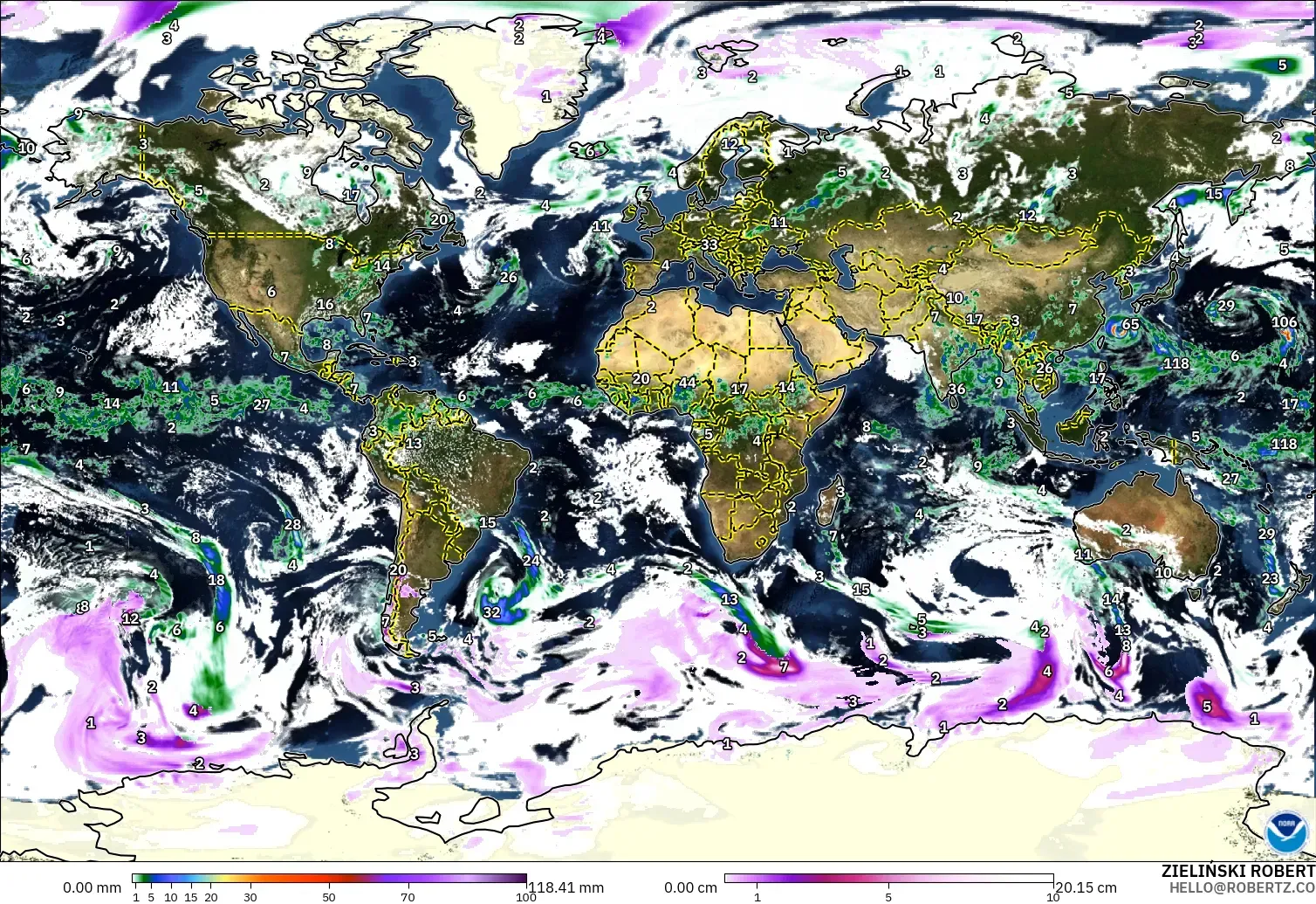 GFS model - Dunia, Hujan, Awan dan Tekanan