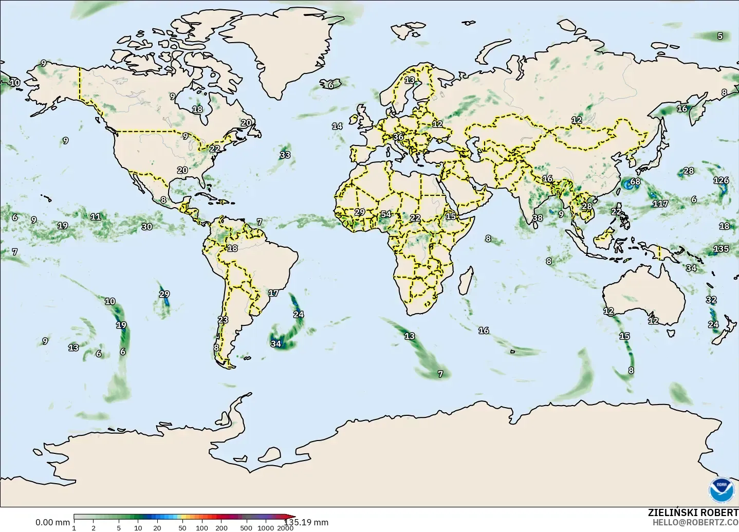GFS model - Dunia, Pengumpulan Hujan