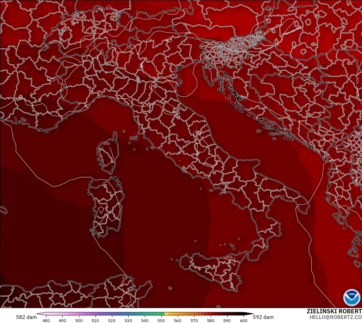GFS model - Itali, Ketinggian geopotensial pada 500 hPa