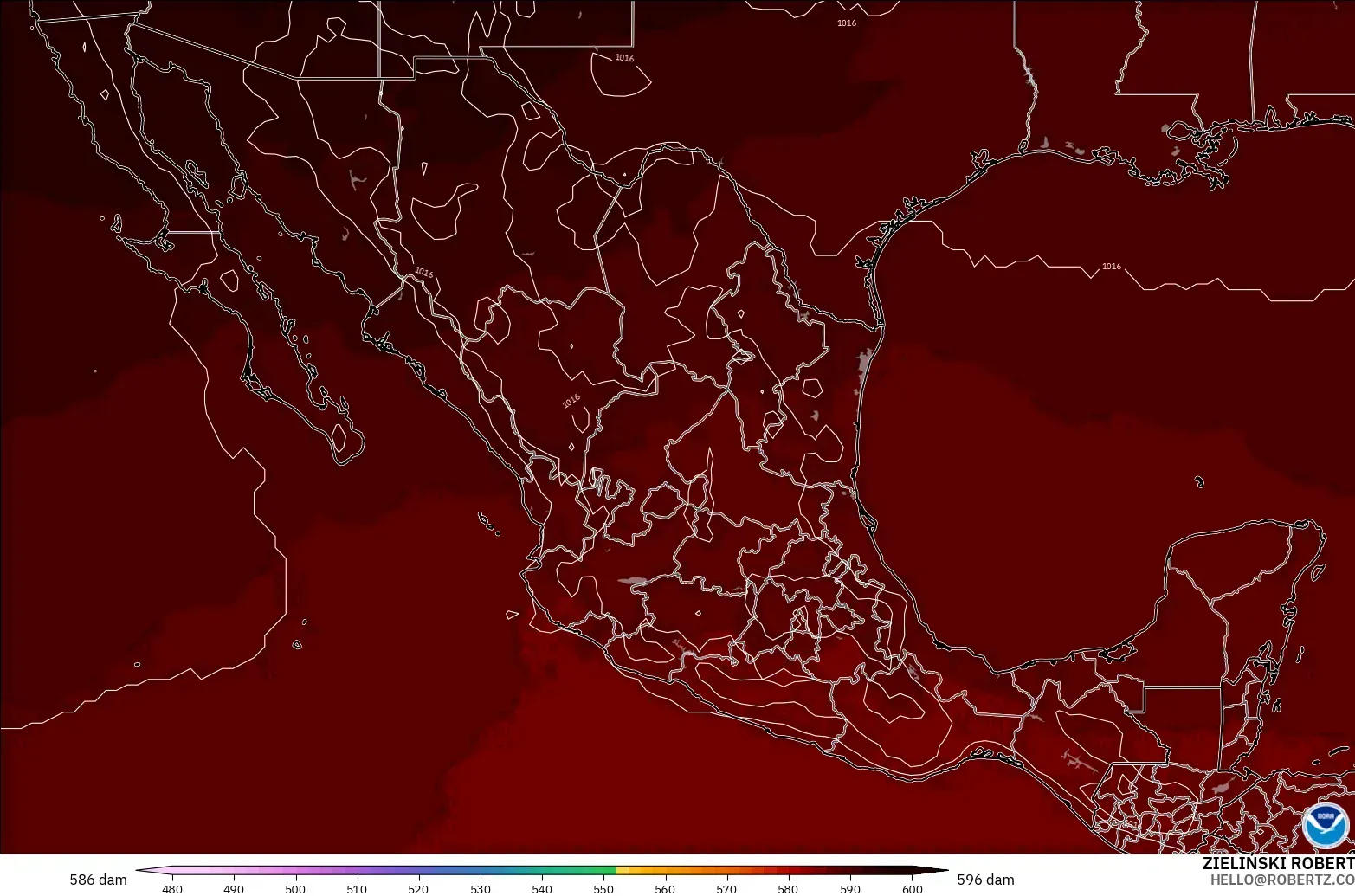 GFS model - Mexico, Ketinggian geopotensial pada 500 hPa