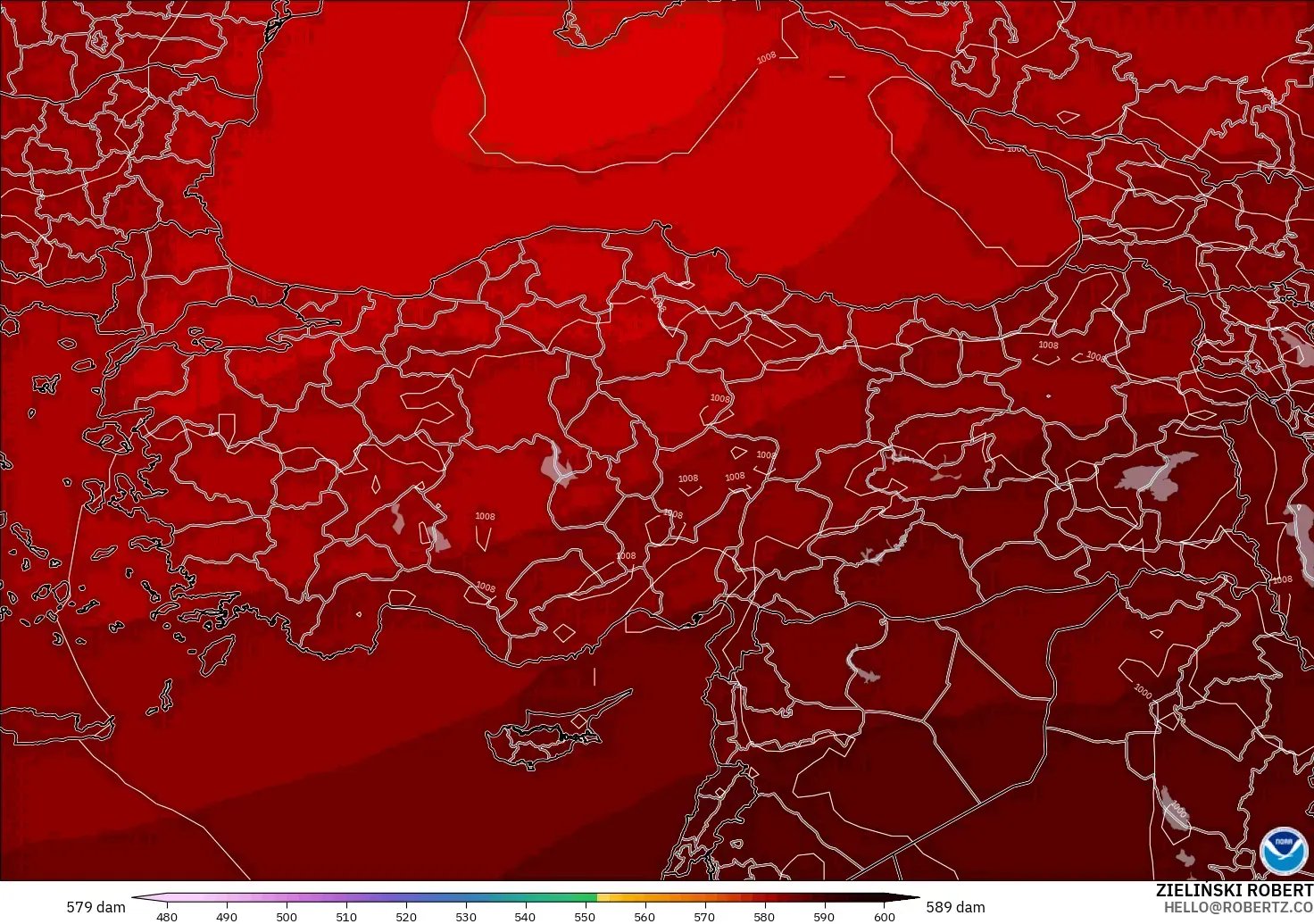 GFS model - Turki, Ketinggian geopotensial pada 500 hPa