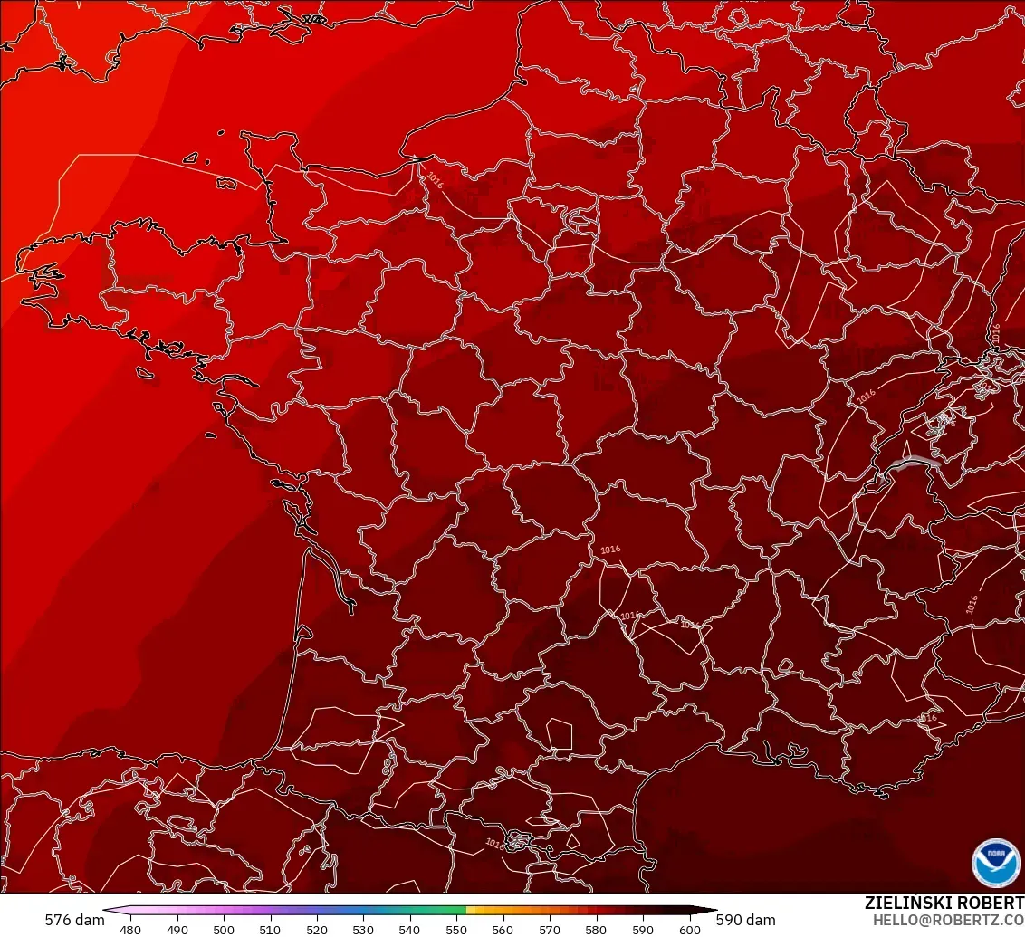 GFS model - Perancis, Ketinggian geopotensial pada 500 hPa