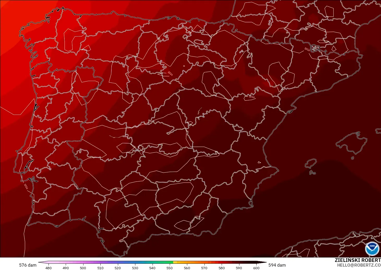 GFS model - Sepanyol, Ketinggian geopotensial pada 500 hPa