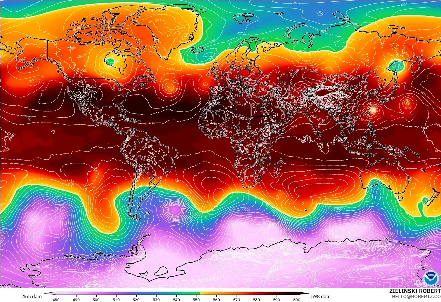 GFS model - Dunia, Ketinggian geopotensial pada 500 hPa