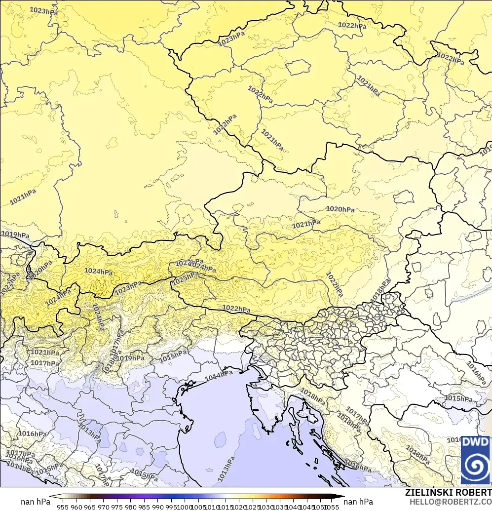 ICON Jerman 2 km model - Austria, Tekanan