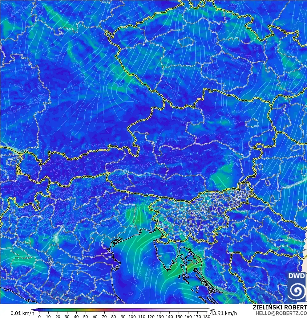 ICON Jerman 2 km model - Austria, Angin 10 m