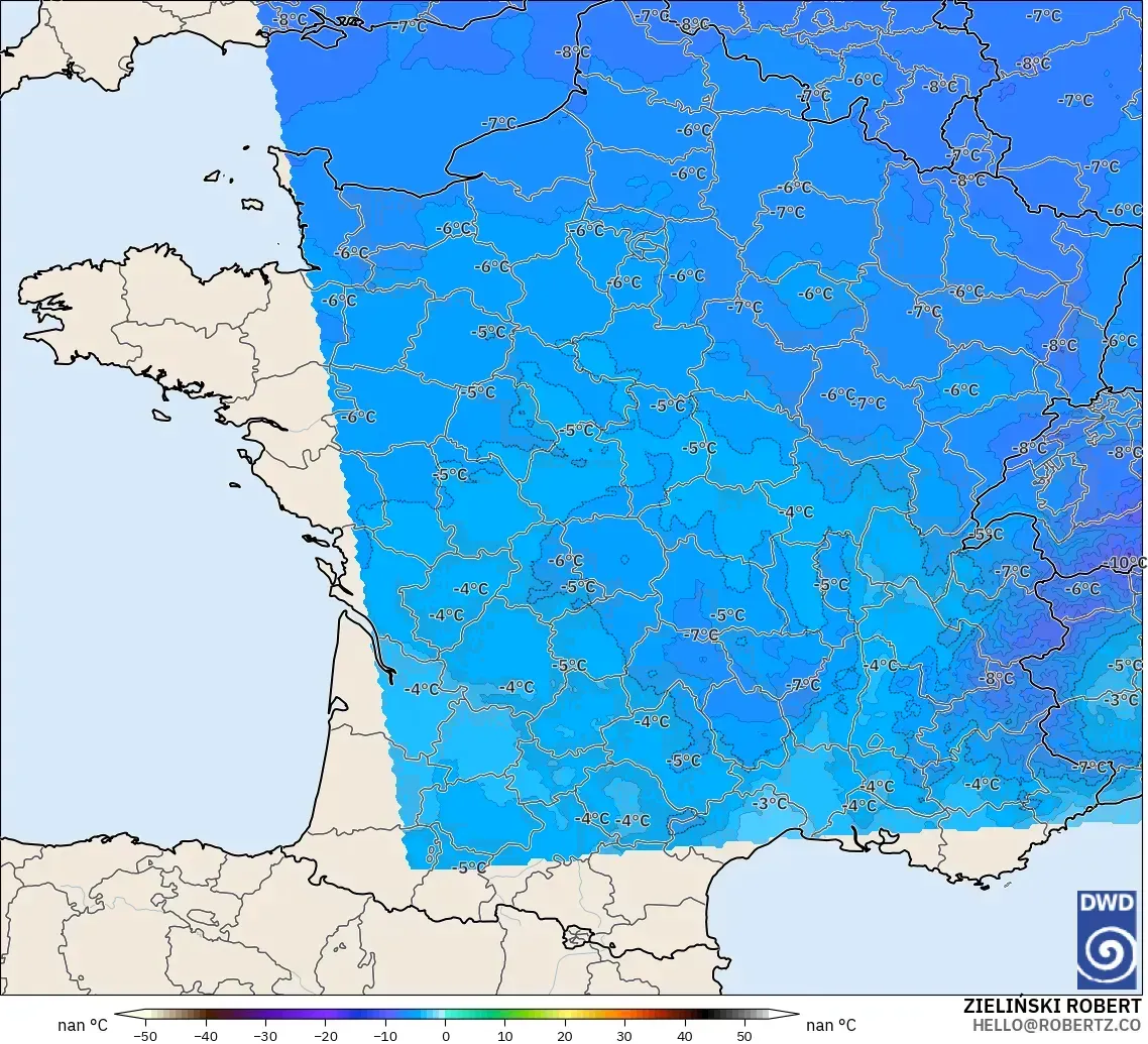 ICON Jerman 2 km model - Perancis, Suhu 500 hPa