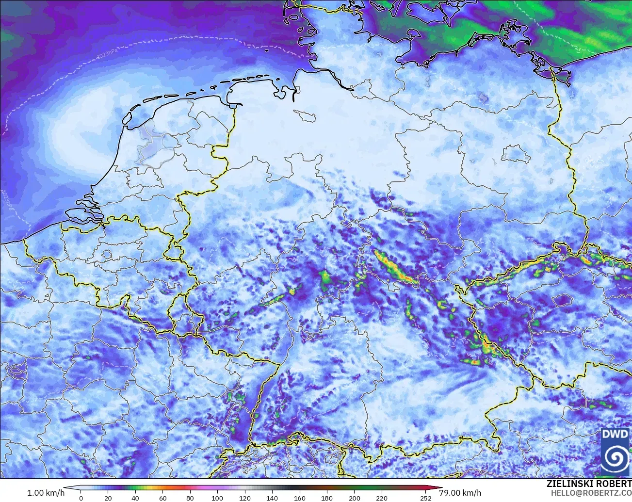 ICON Jerman 2 km model - Jerman, Hembusan Tertinggi